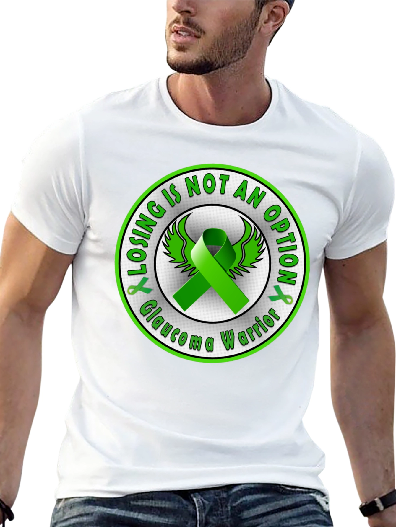 Glaucoma Warrior Awareness T-Shirt - Green Ribbon Design