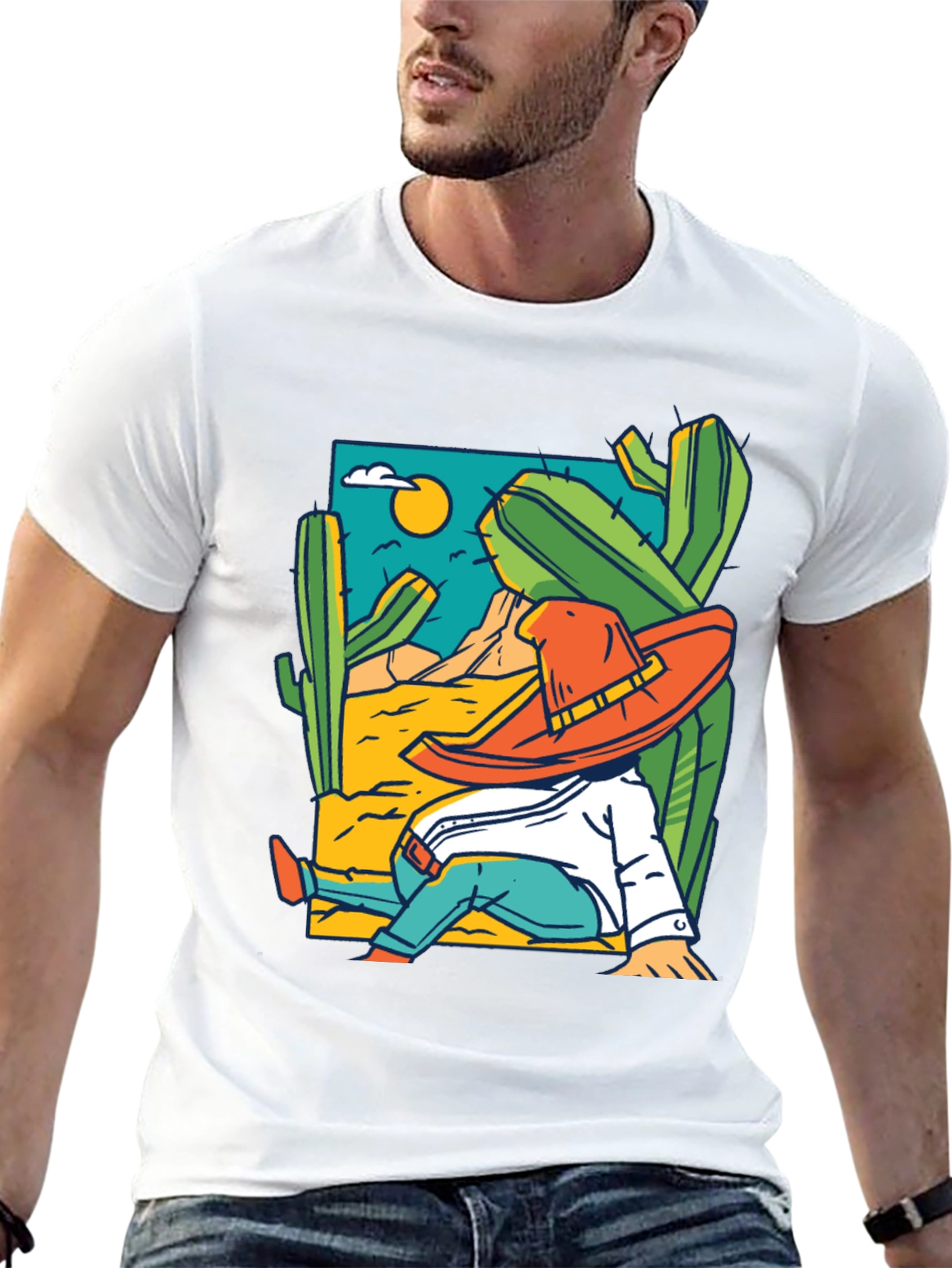 Desert Siesta T-Shirt - Relaxed Sombrero Cactus Tee