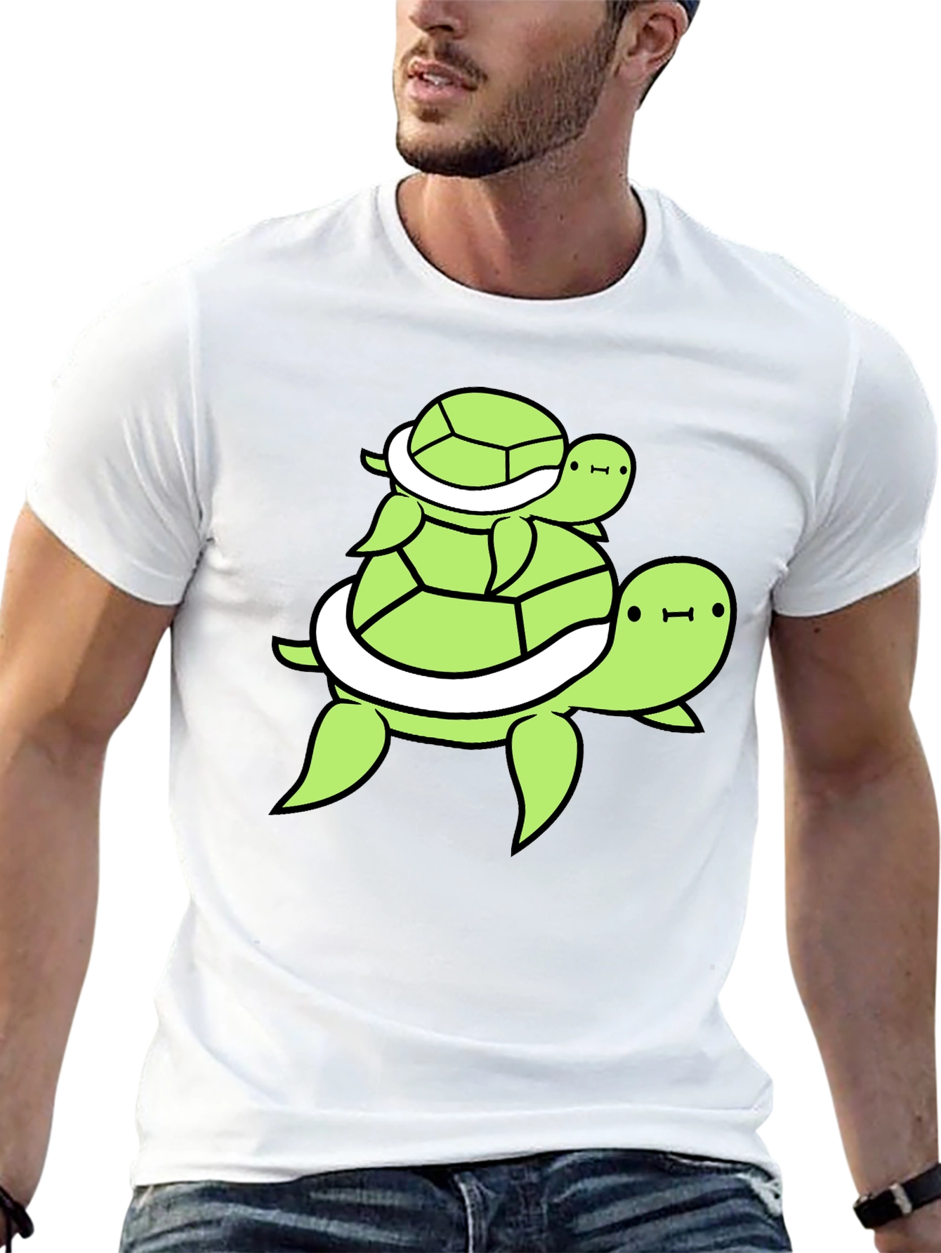 Stacked Turtle Graphic Tee - Black