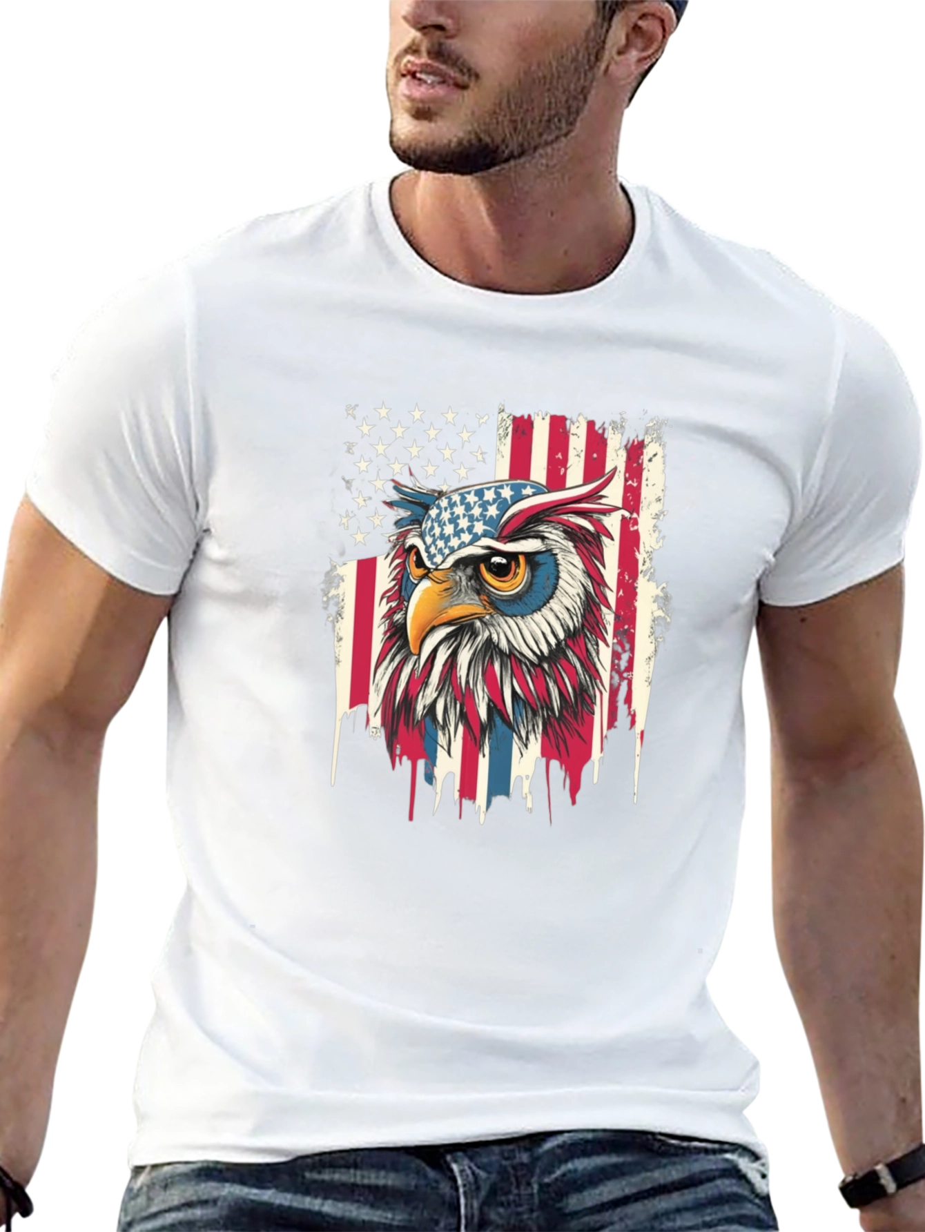 Patriotic Owl T-Shirt - USA Flag Graphic Tee