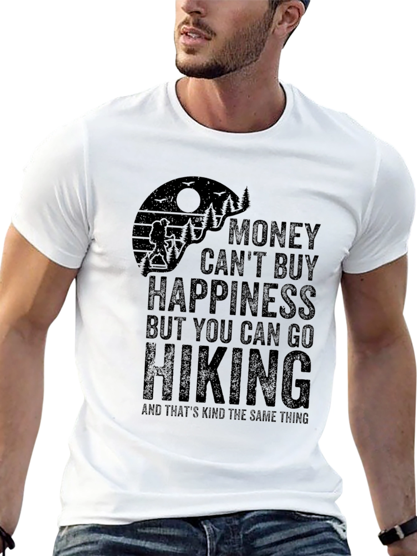 Hiking T-Shirt - Money Cant Buy Happiness