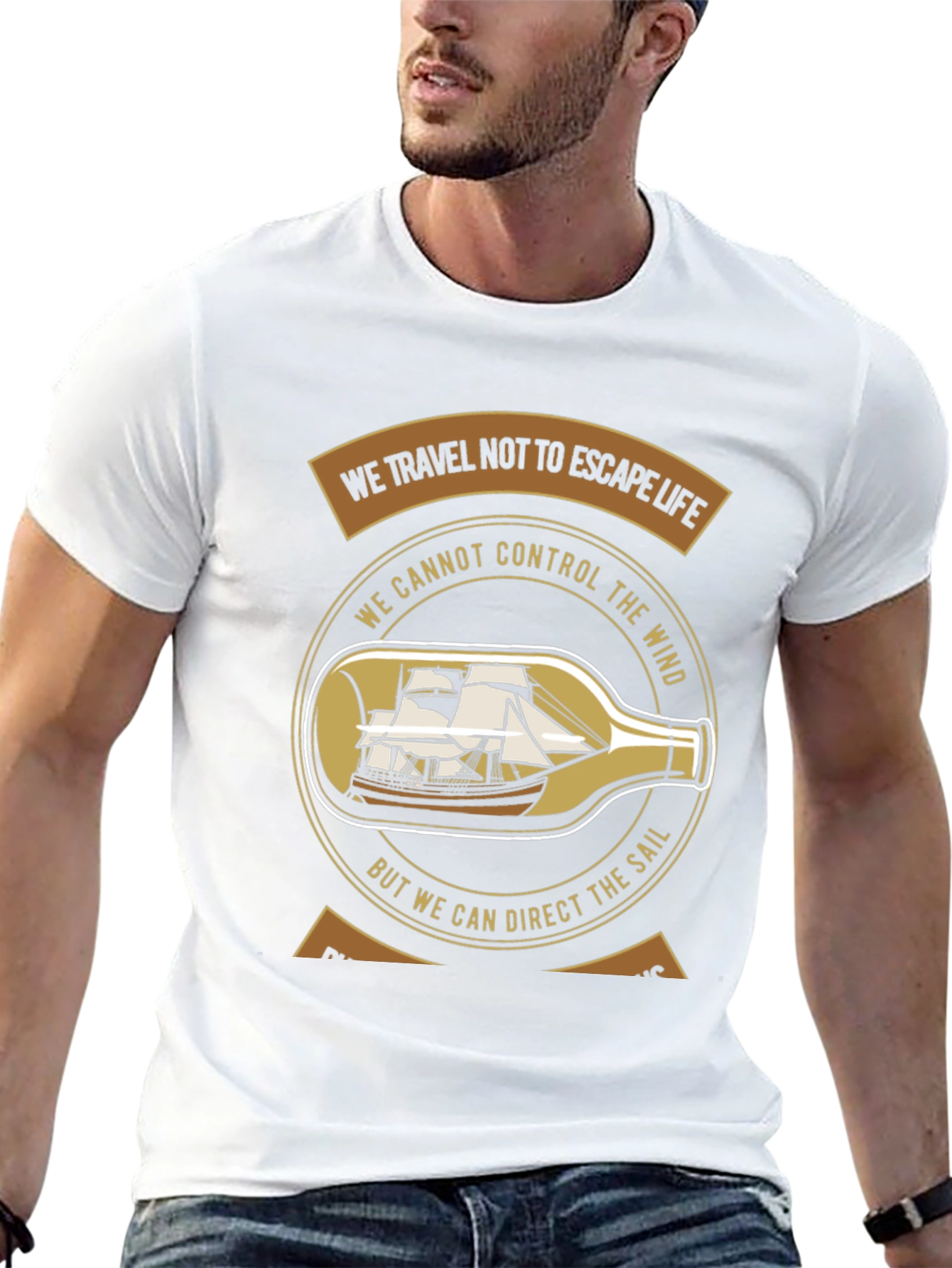 Nautical Philosophy T-Shirt - Sailboat in a Bottle