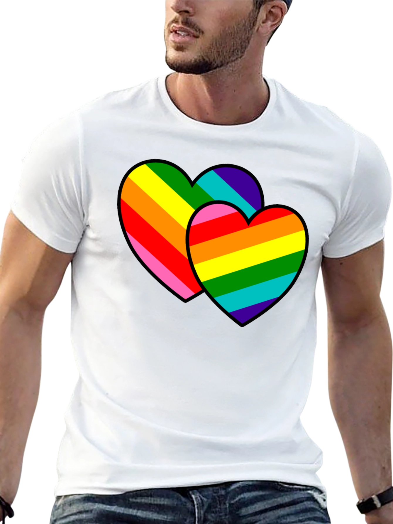 Rainbow Hearts Graphic Tee - Pride Love