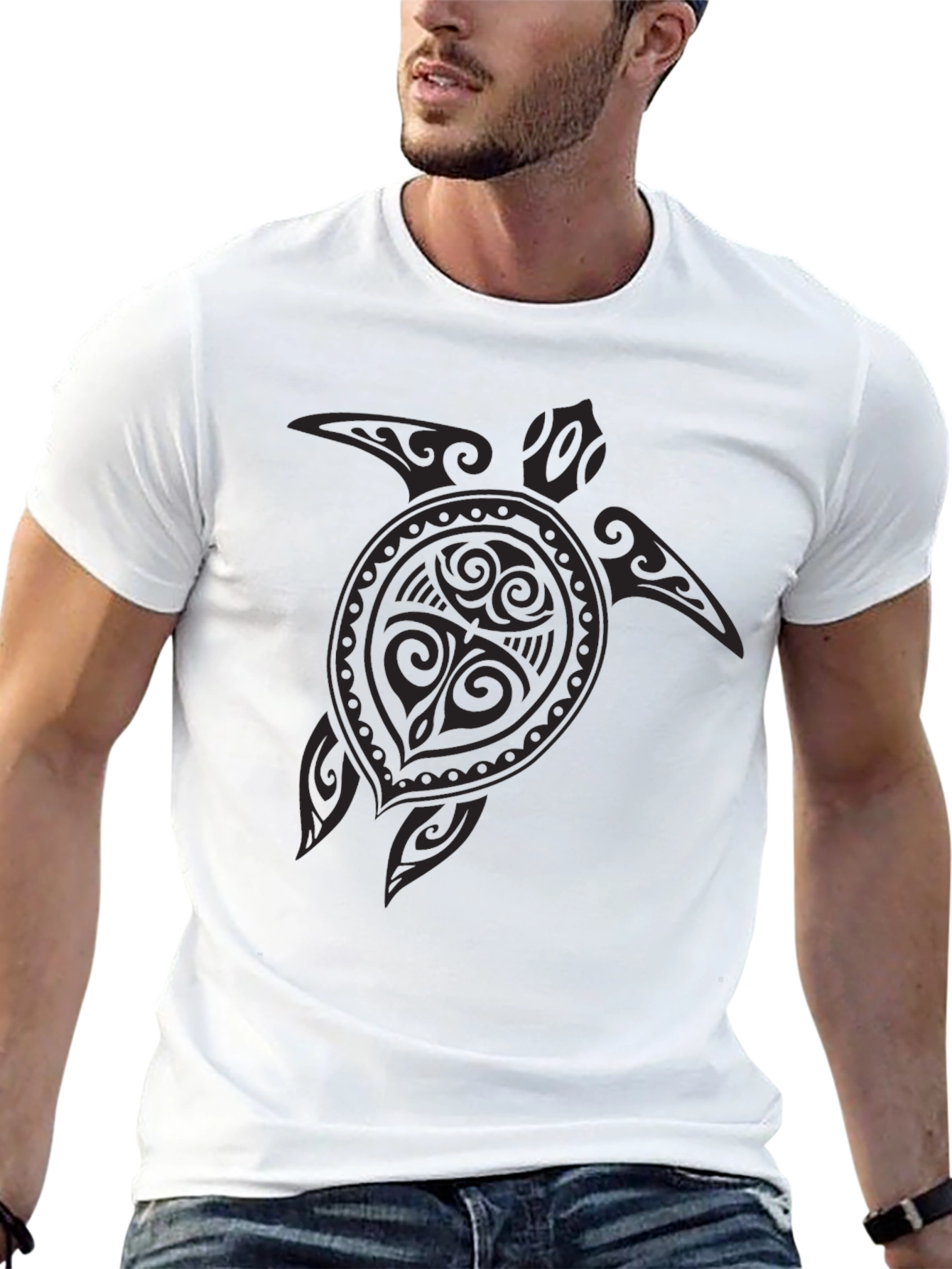 Tribal Turtle Graphic Black T-Shirt