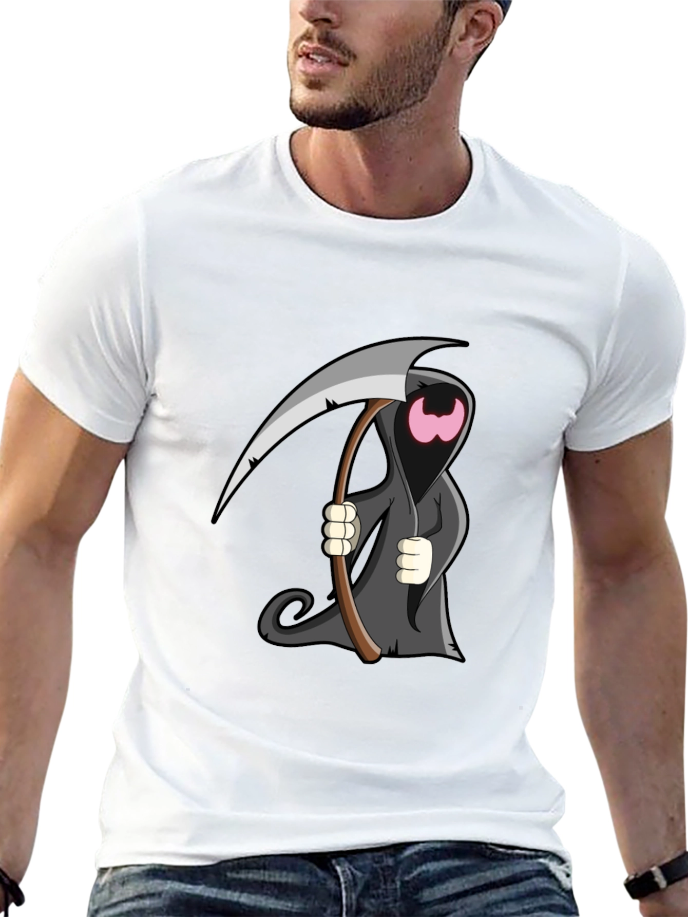 Cartoon Grim Reaper Graphic T-Shirt