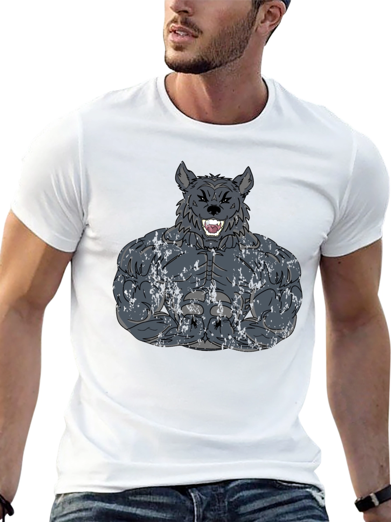 Wolf Muscle Graphic Tee - Mens Black T-Shirt