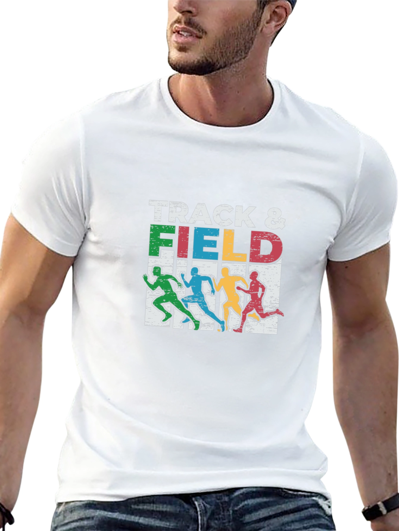 Track & Field Graphic Tee - Runner Silhouette Design