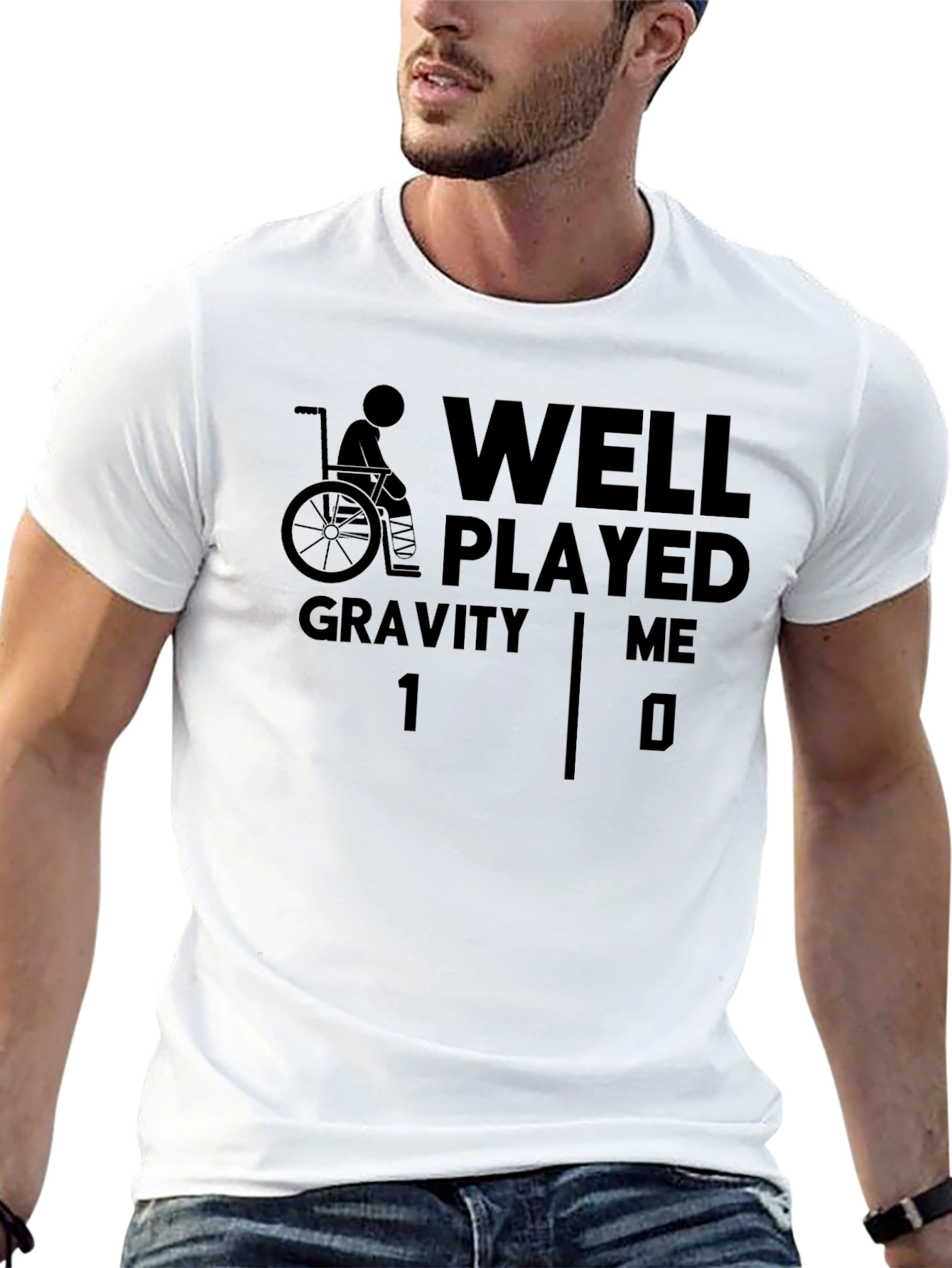 Well Played Gravity T-Shirt Funny Wheelchair Humor