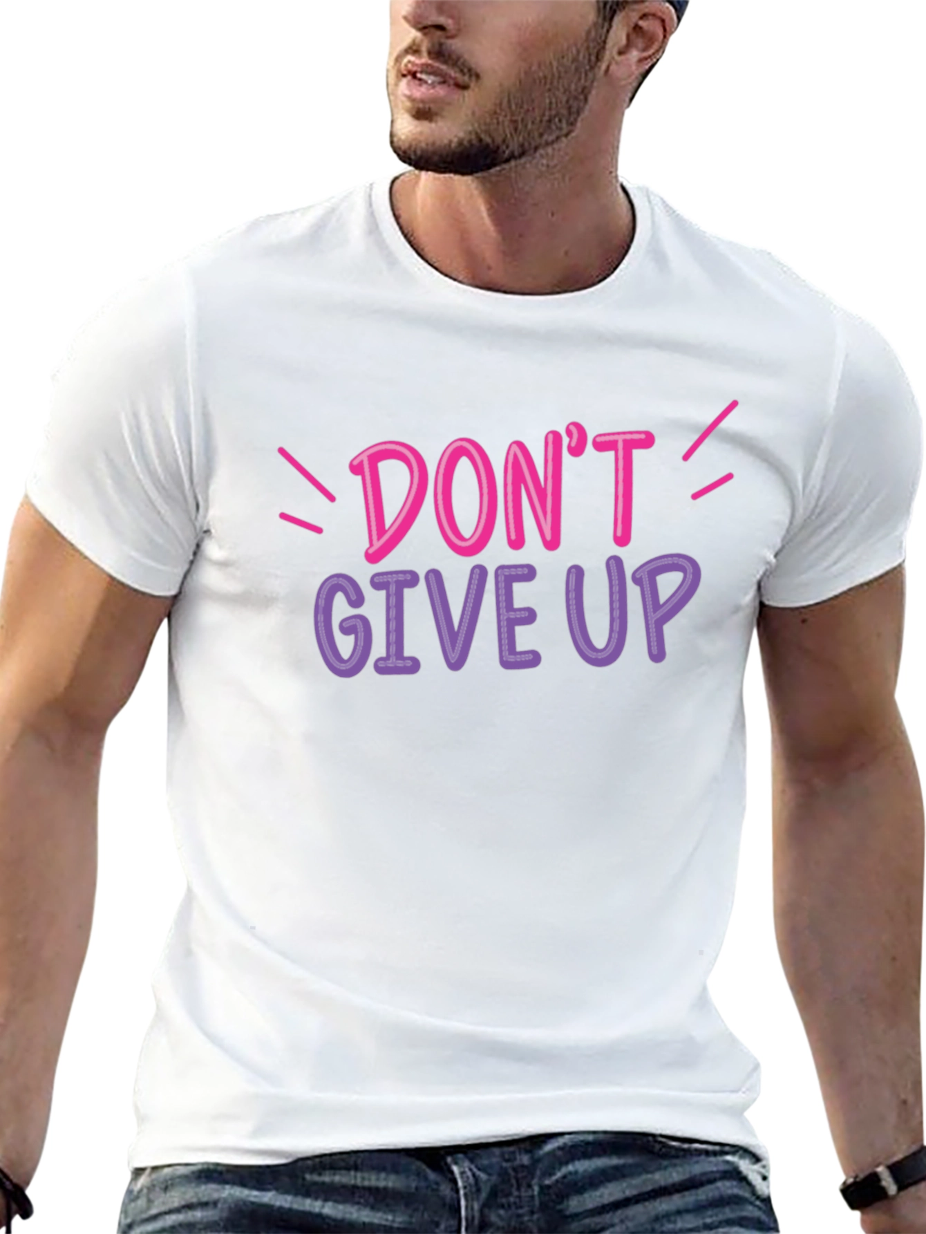 Dont Give Up Graphic Tee - Black Cotton T-Shirt