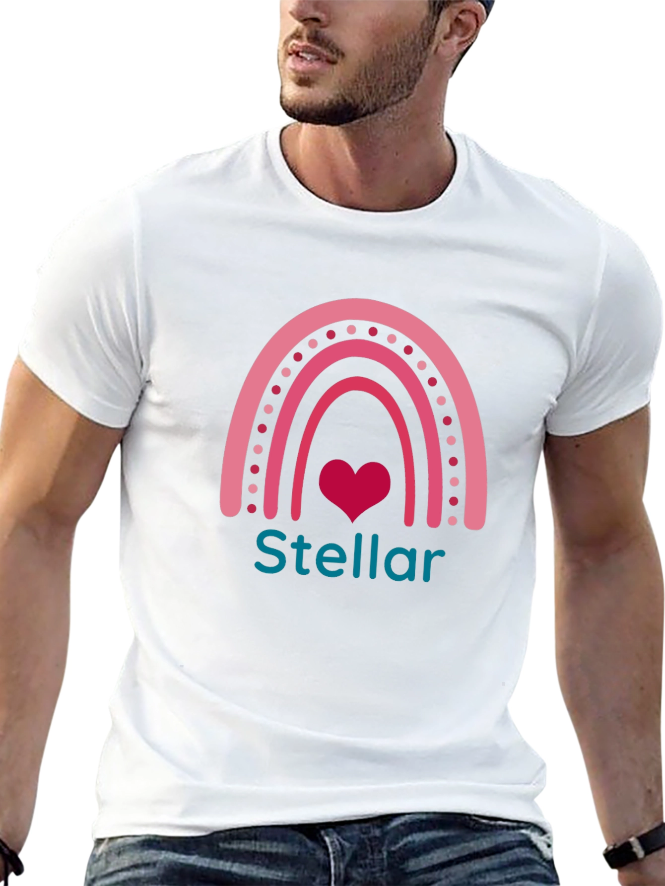 Stellar Rainbow Heart Graphic Tee - Black