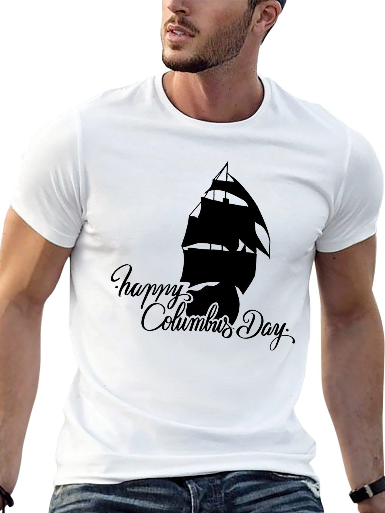 Happy Columbus Day Black T-Shirt