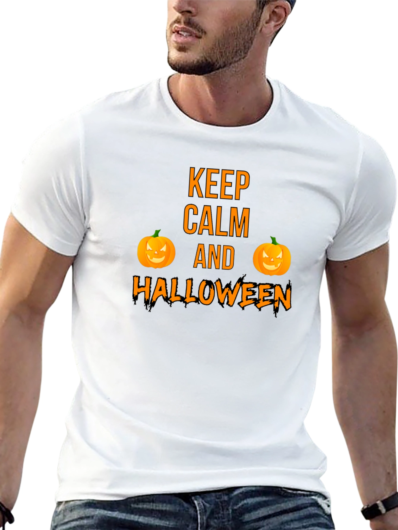 Keep Calm Halloween T-Shirt Funny Pumpkin Graphic Tee