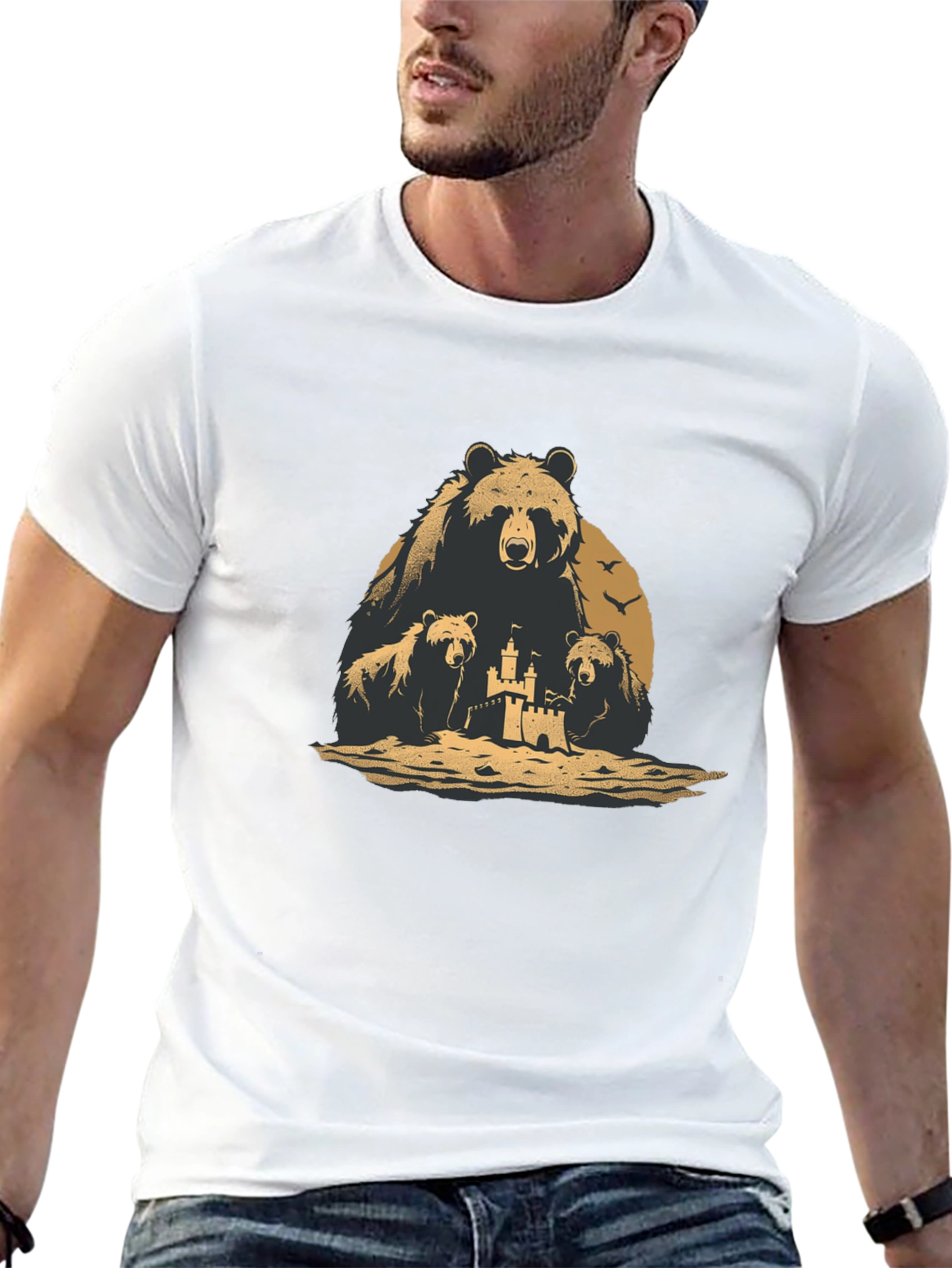Bear Family Sandcastle Black T-Shirt