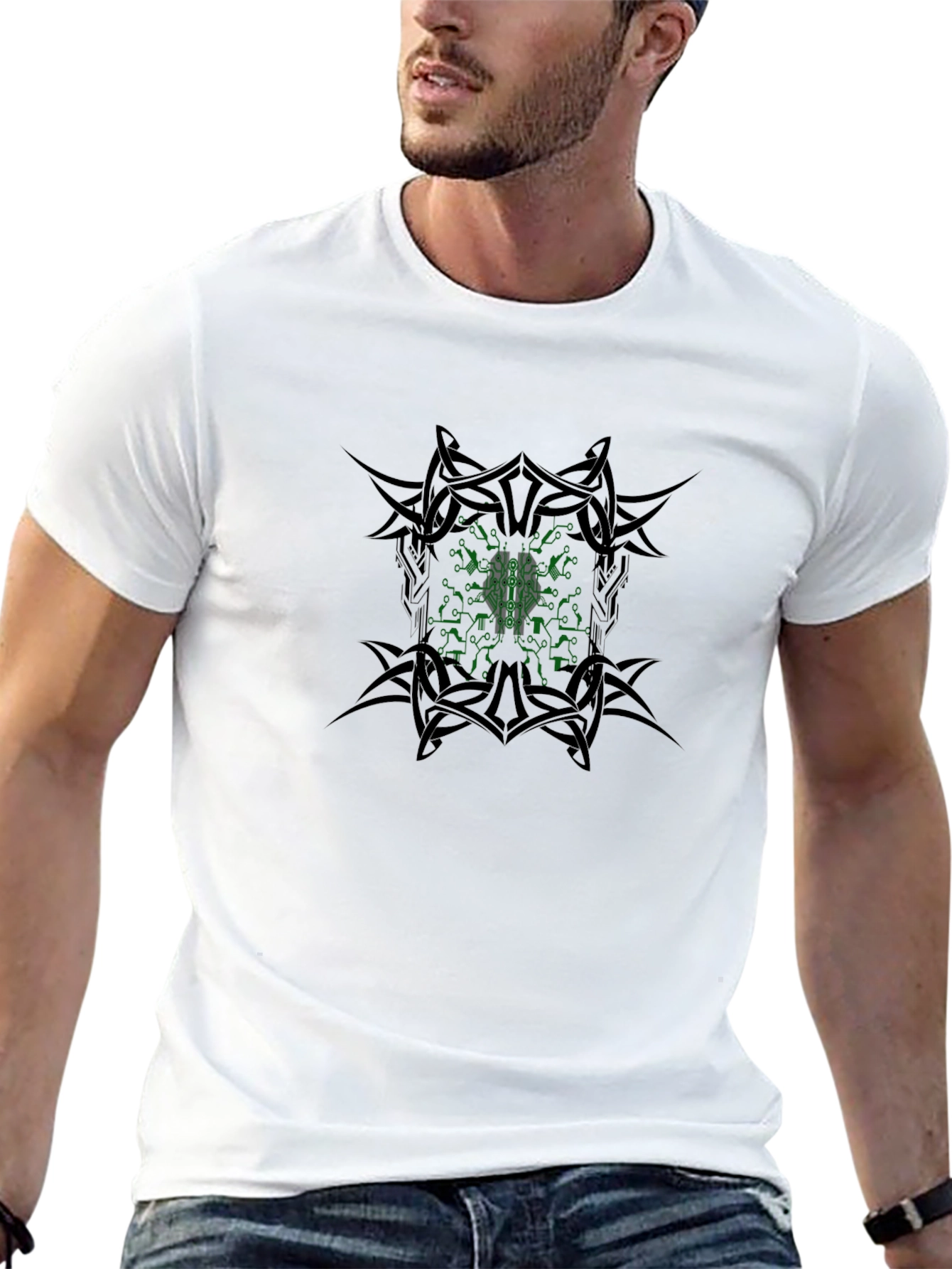 Cyber Brain Tee - Tribal Edge Black T-Shirt