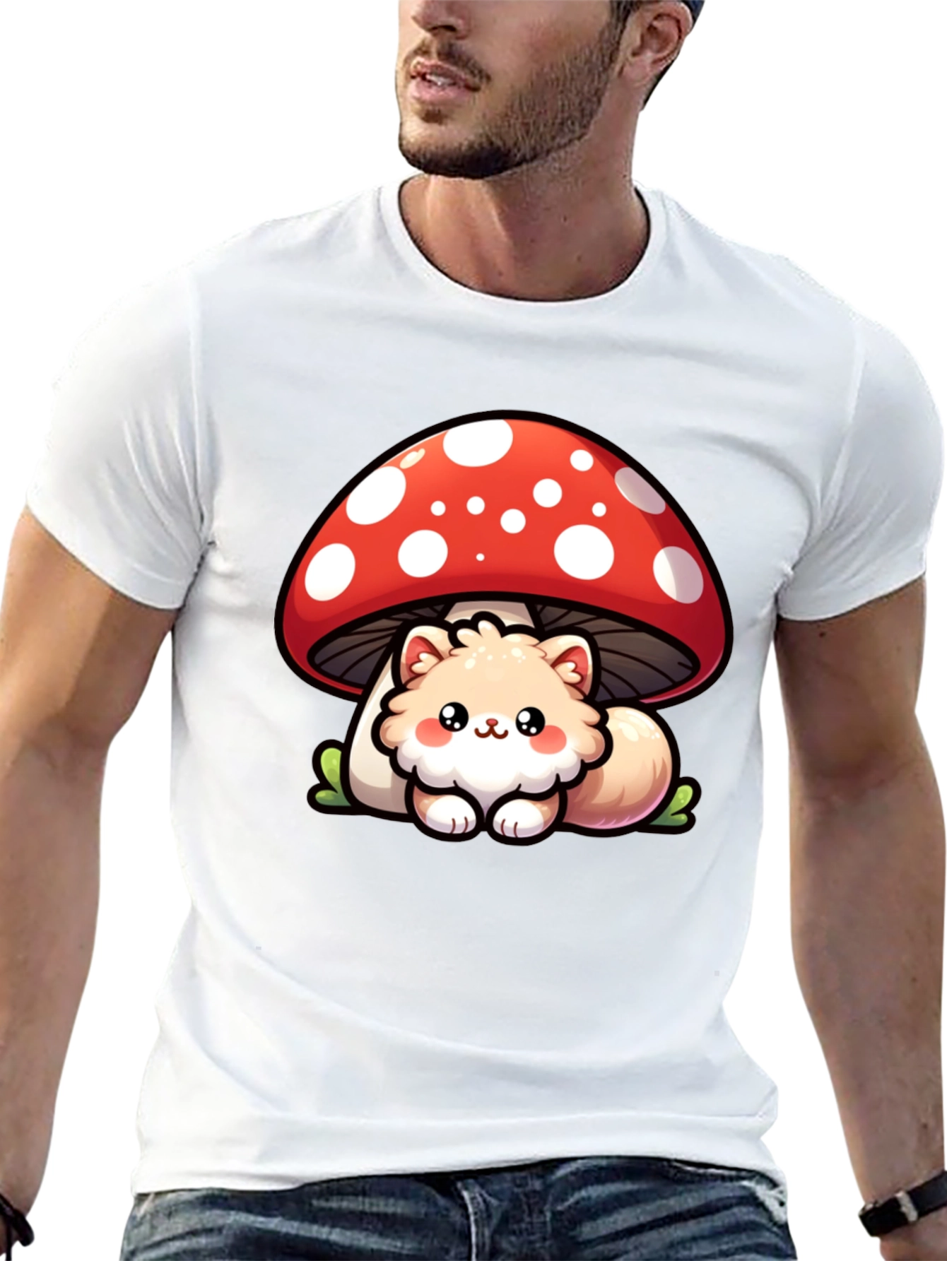 Cute Mushroom Cat T-Shirt - Fun Graphic Tee
