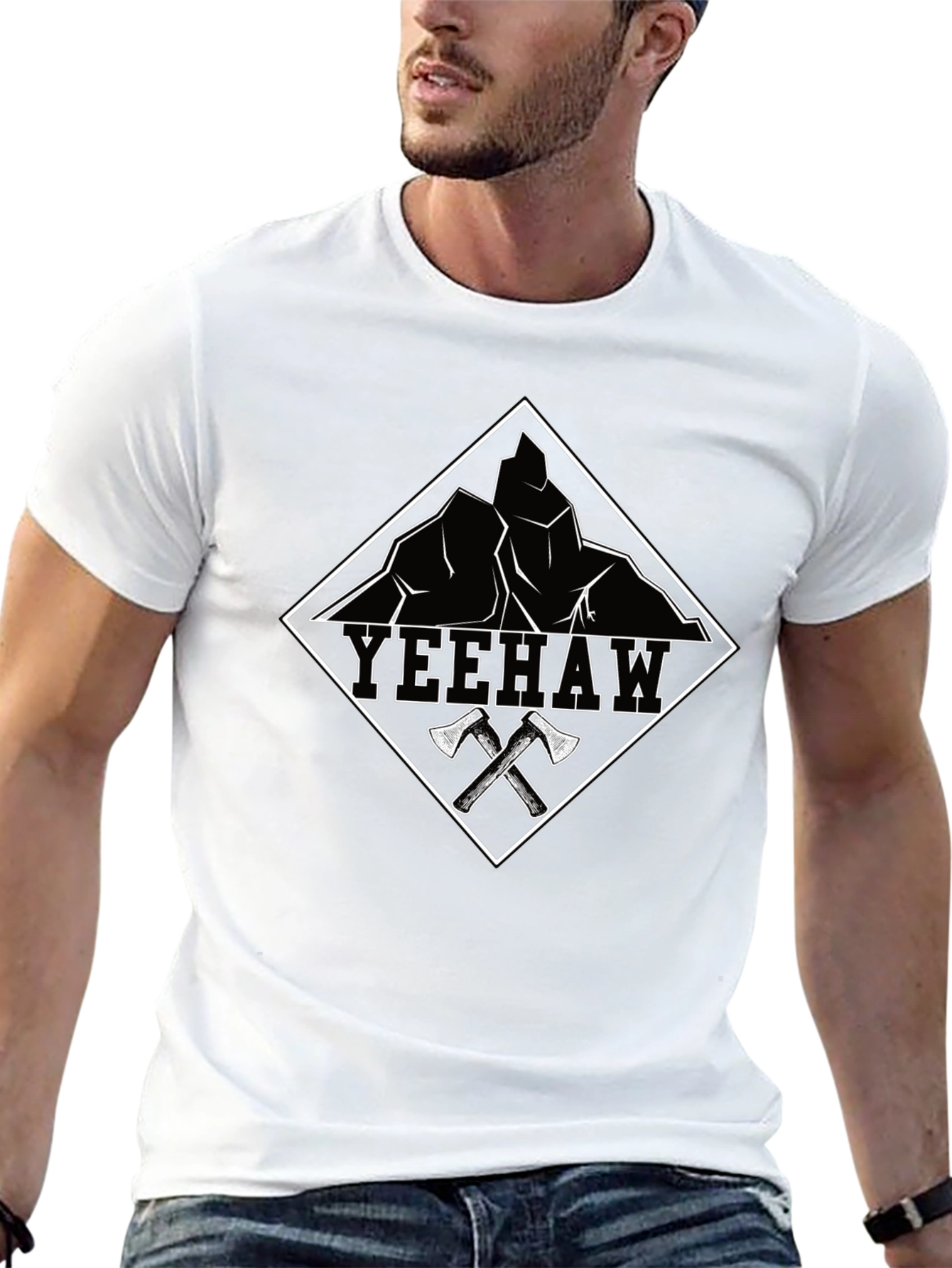 Yeehaw Graphic Tee - Mountain & Axe Design