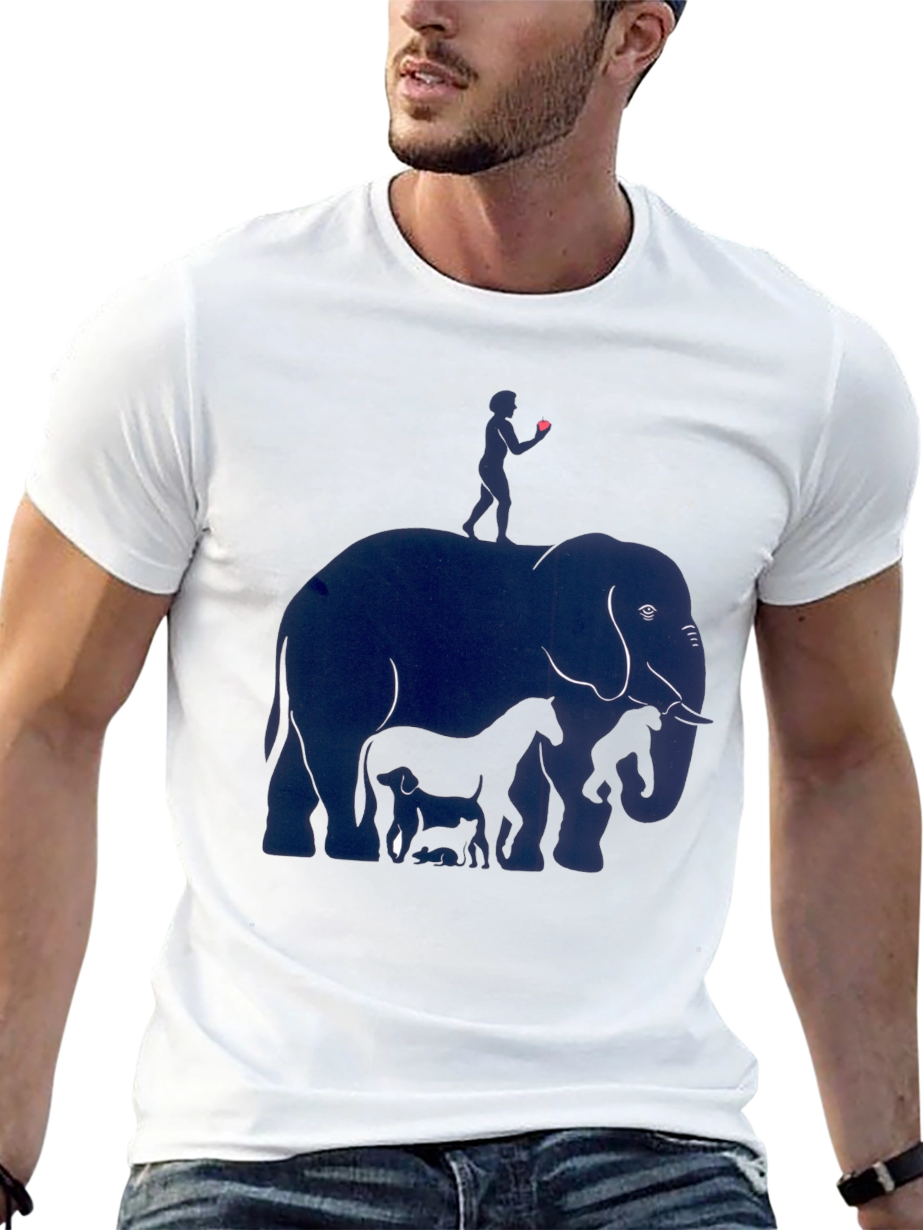 Elephant & Friends Graphic Print Mens T-Shirt