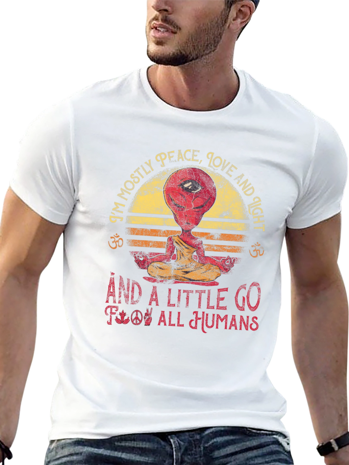 Peace Love Alien T-Shirt - Mostly Peace Graphic Tee