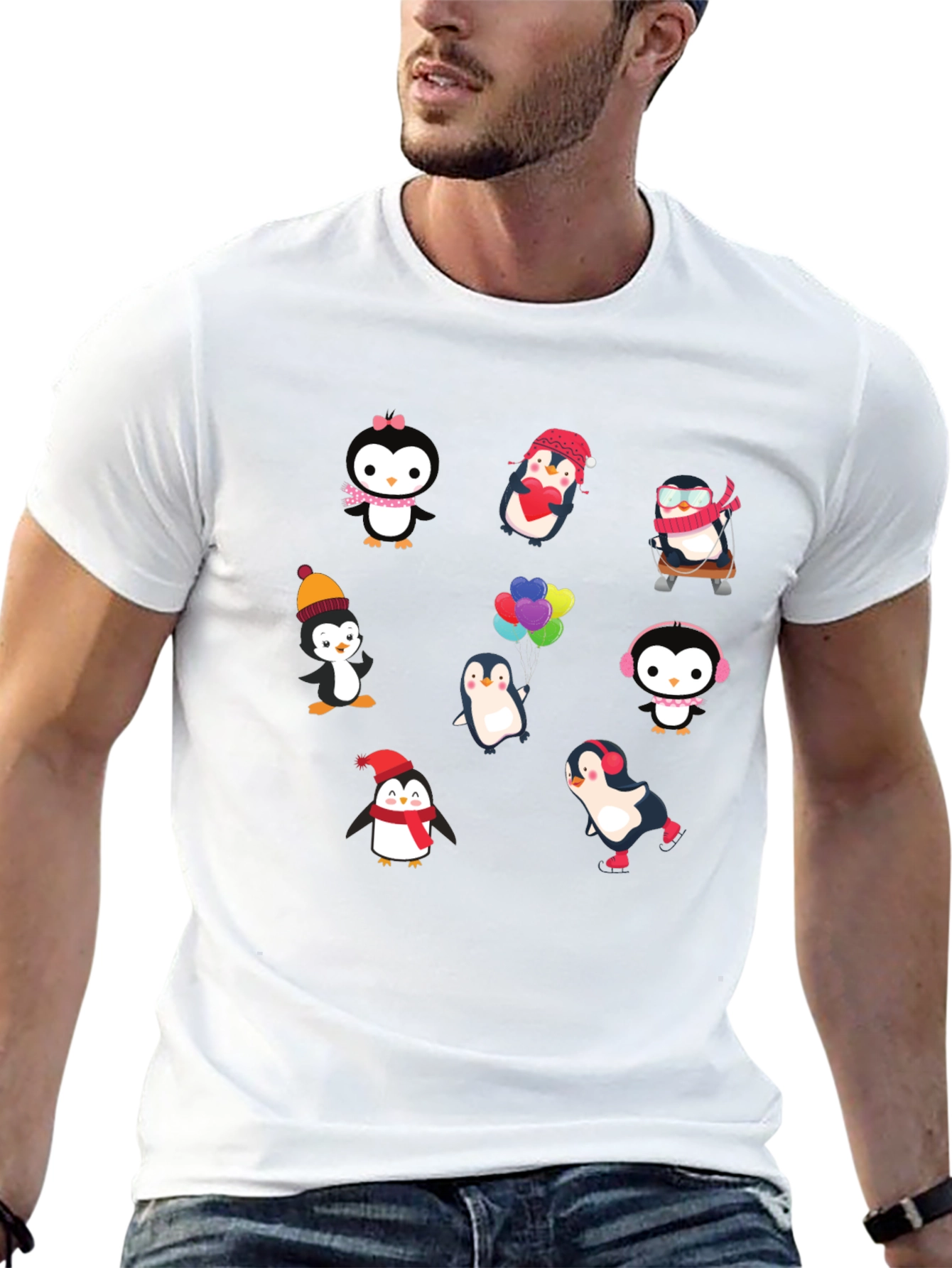 Penguin Print Black T-Shirt