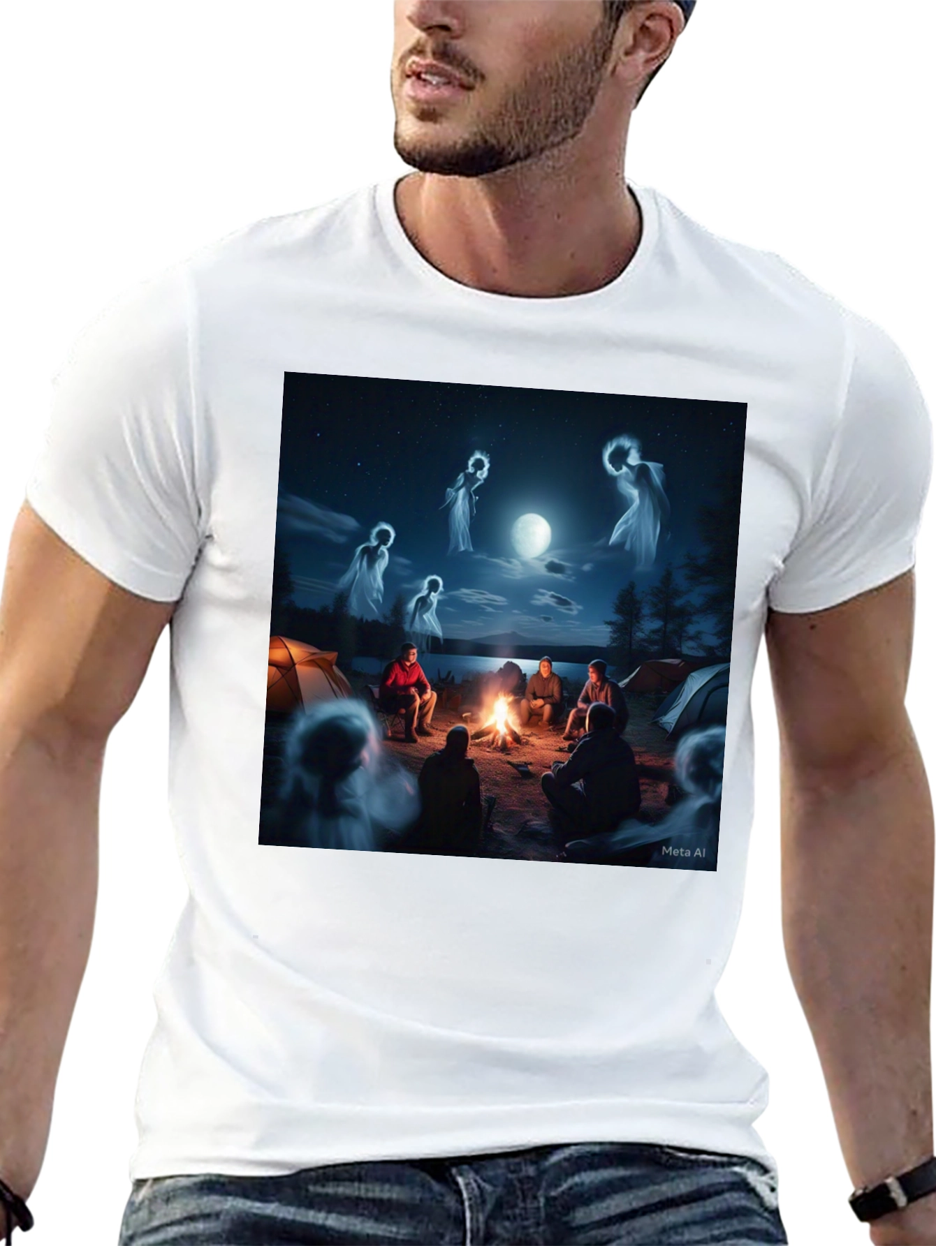 Campfire Spirits Graphic Tee - Black Cotton T-Shirt