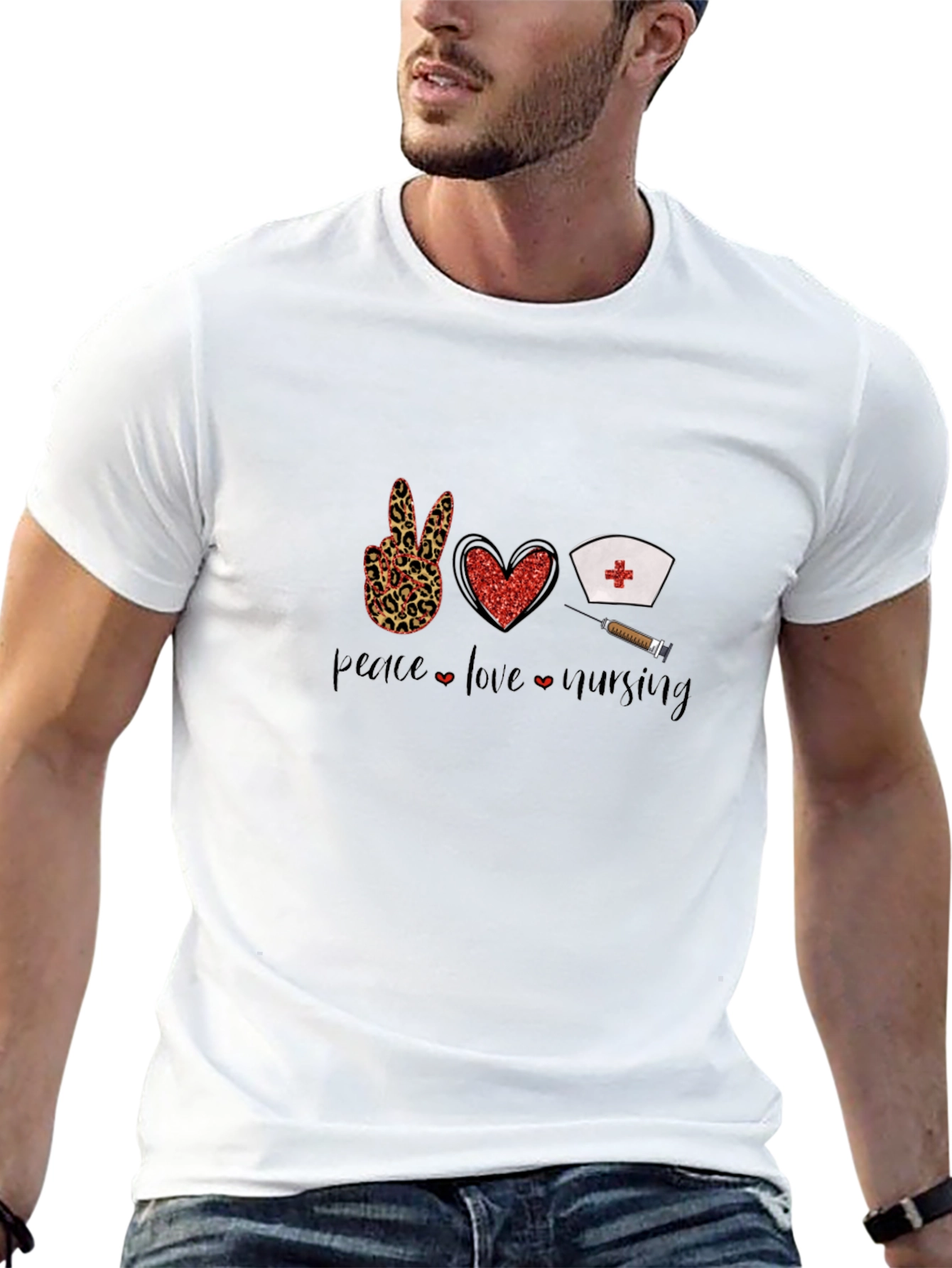 Peace Love Nursing Black Graphic T-Shirt