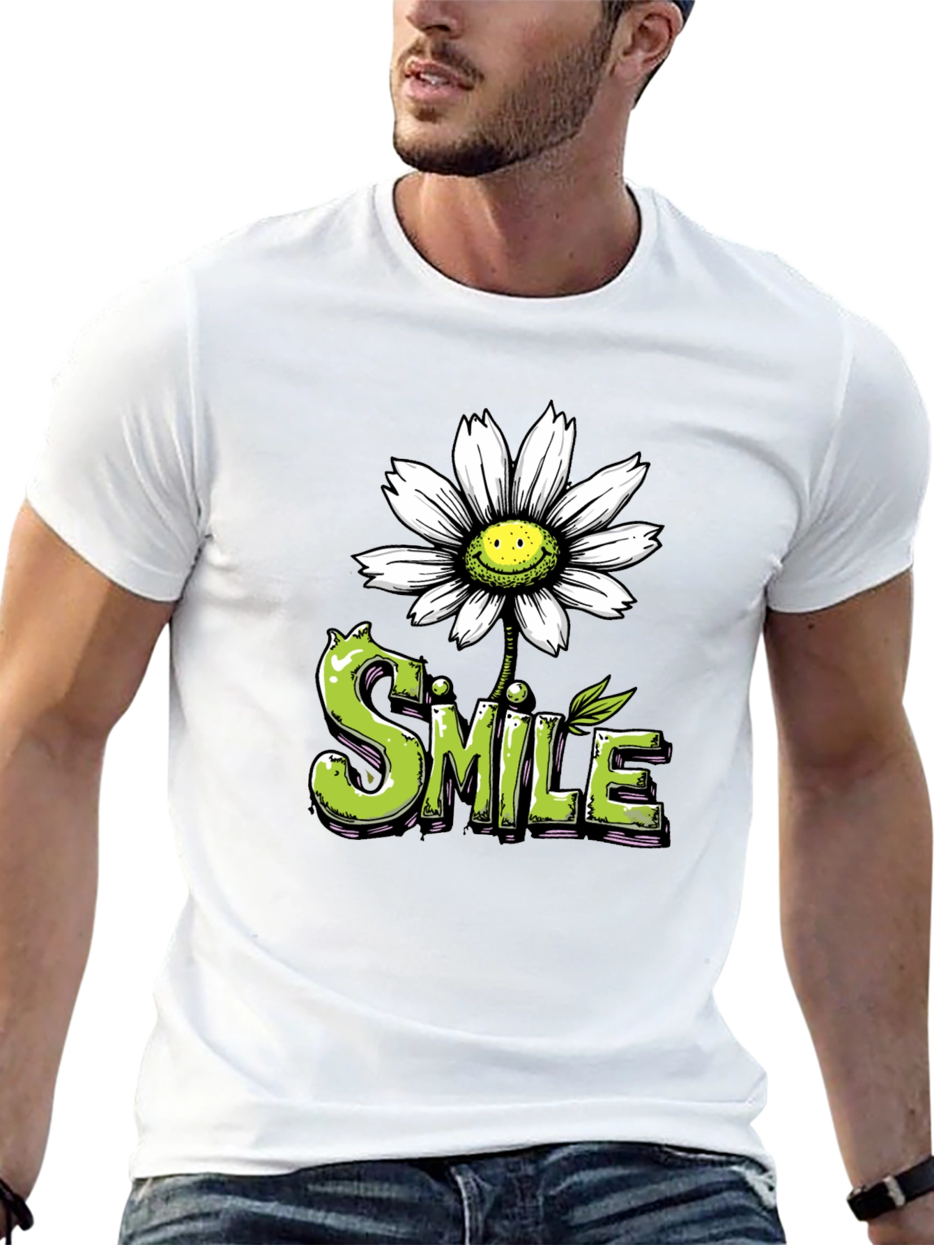 Smile Daisy Graphic Tee - Positive Vibes Shirt