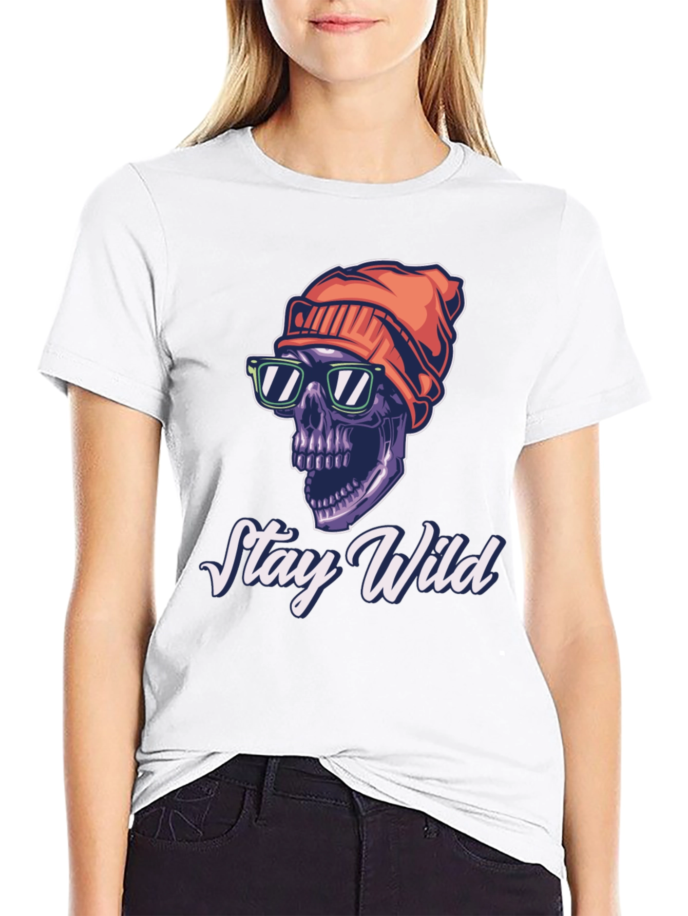 Stay Wild Skull Graphic Tee - Black T-Shirt