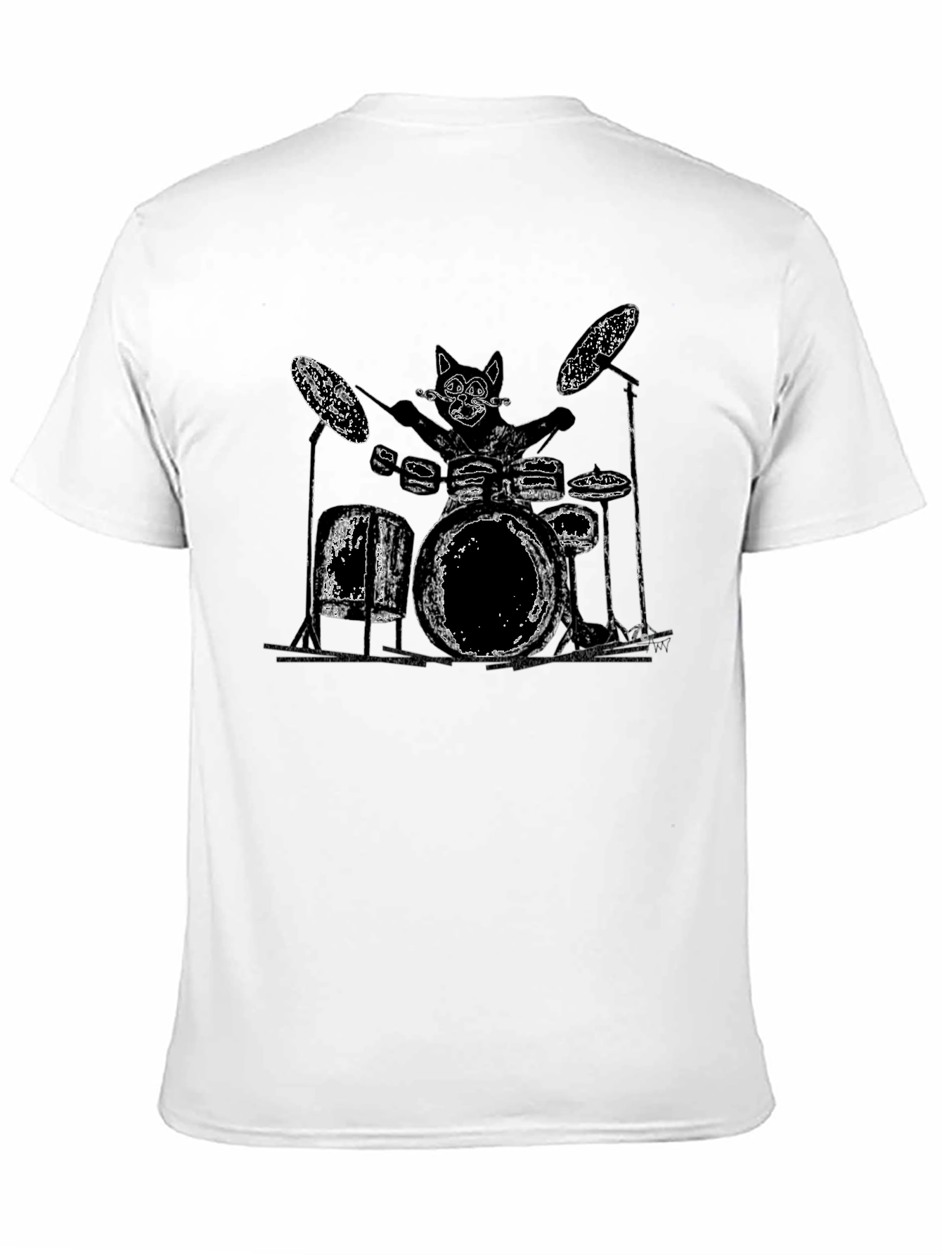 Cool Cat Drummer Black T-Shirt