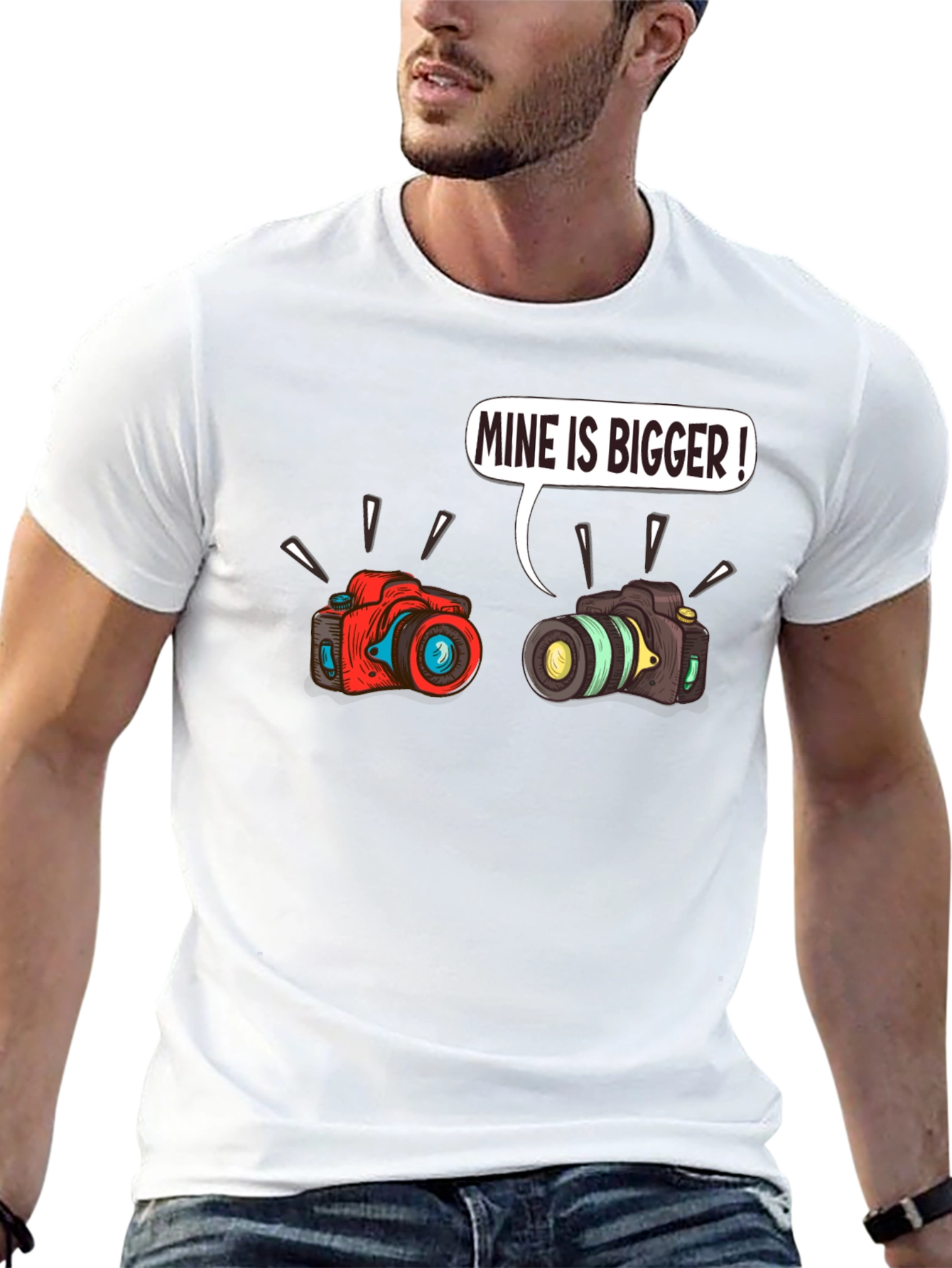 Mine is Bigger Camera T-Shirt Funny Photo Tee