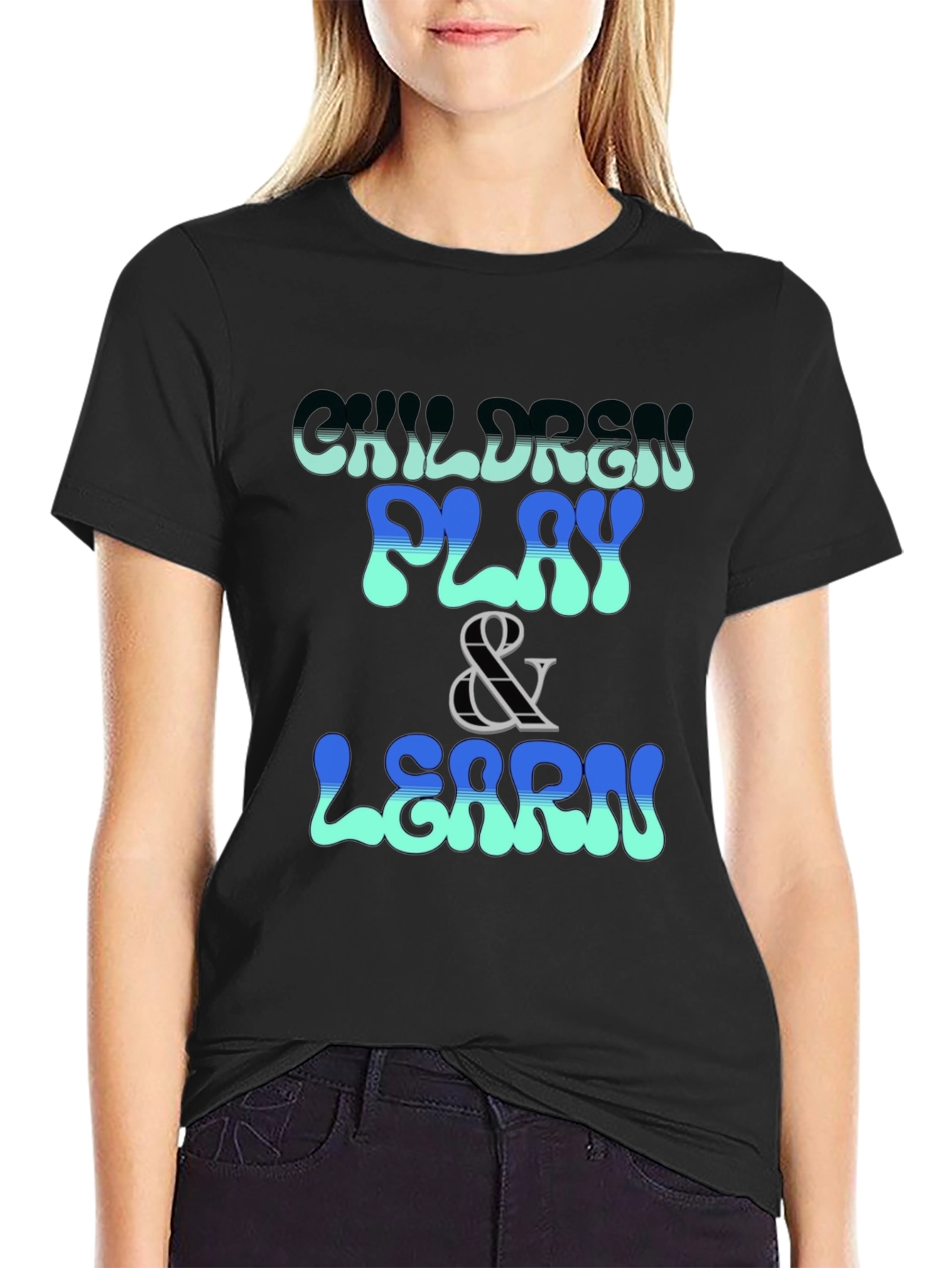 Children Play & Learn Graphic Tee - Black