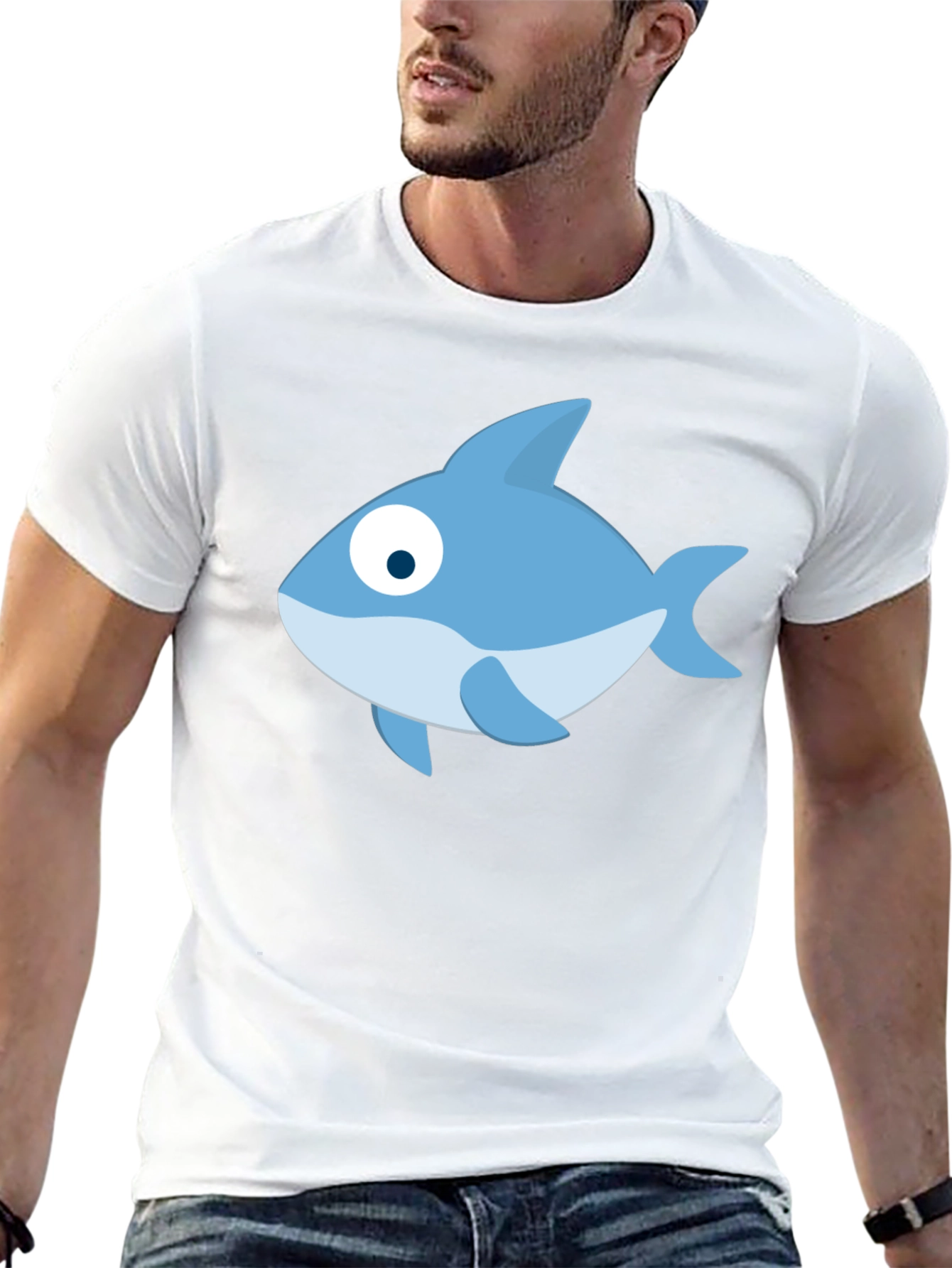 Cartoon Fish Black T-Shirt - Casual Style