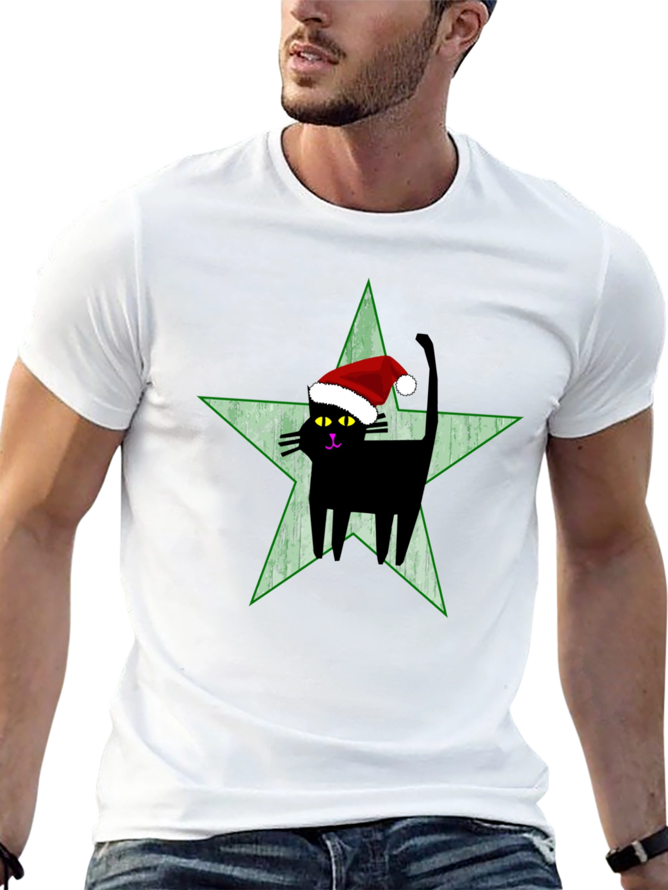 Festive Cat Star T-Shirt