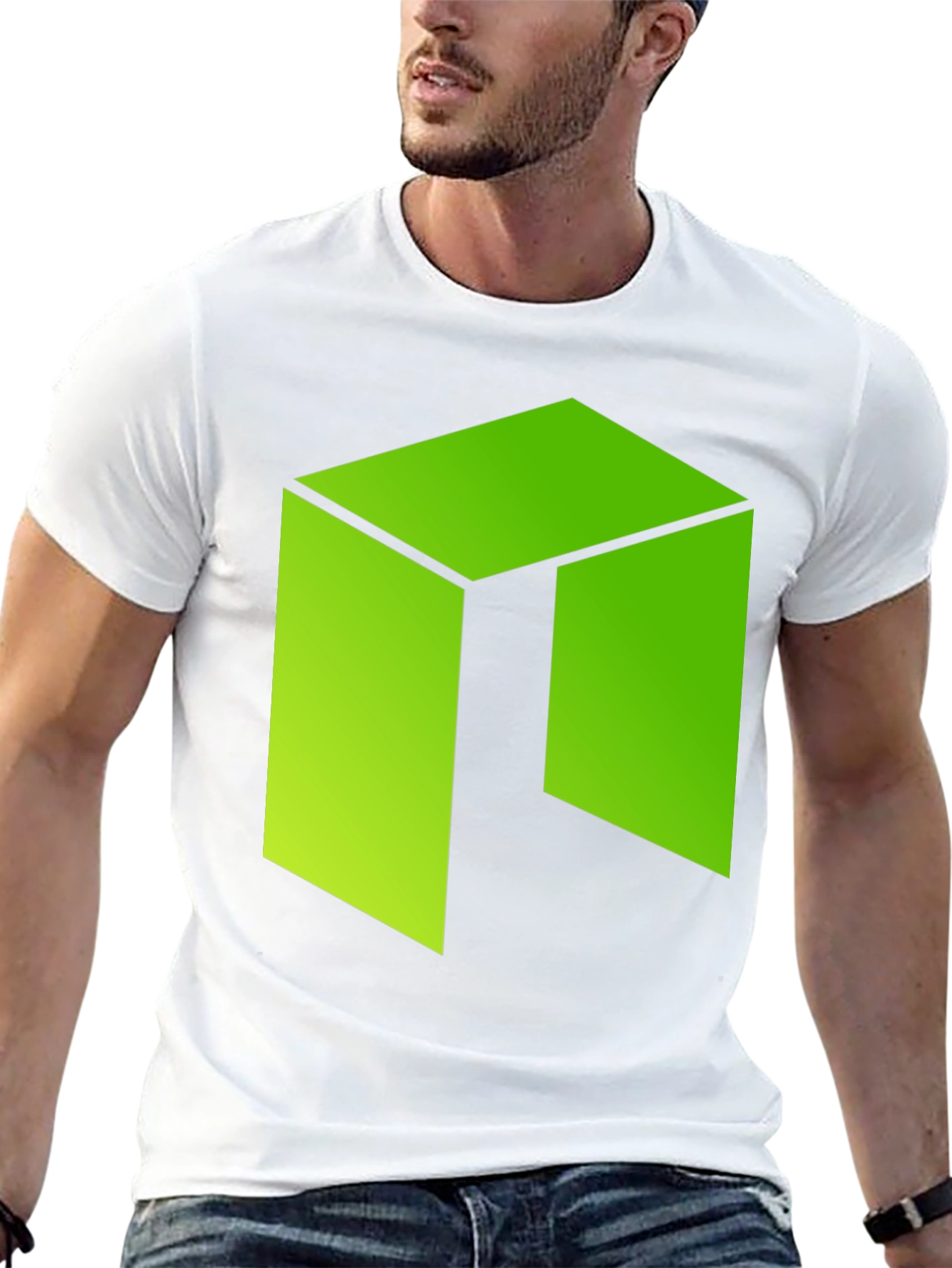 Neon Green Abstract Graphic Print Black T-Shirt