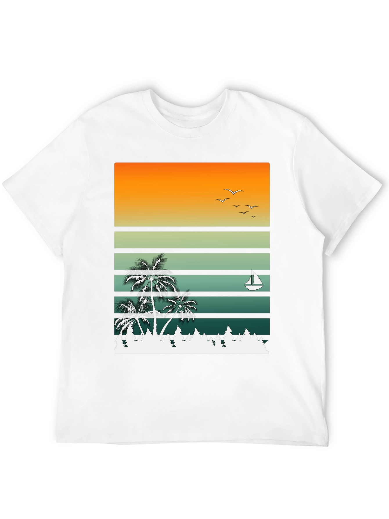 Retro Sunset Palm Tree Graphic T-Shirt