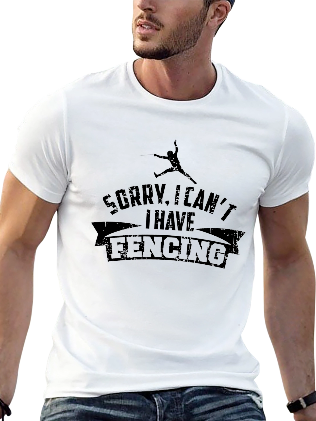 Sorry I Cant I Have Fencing Black T-Shirt