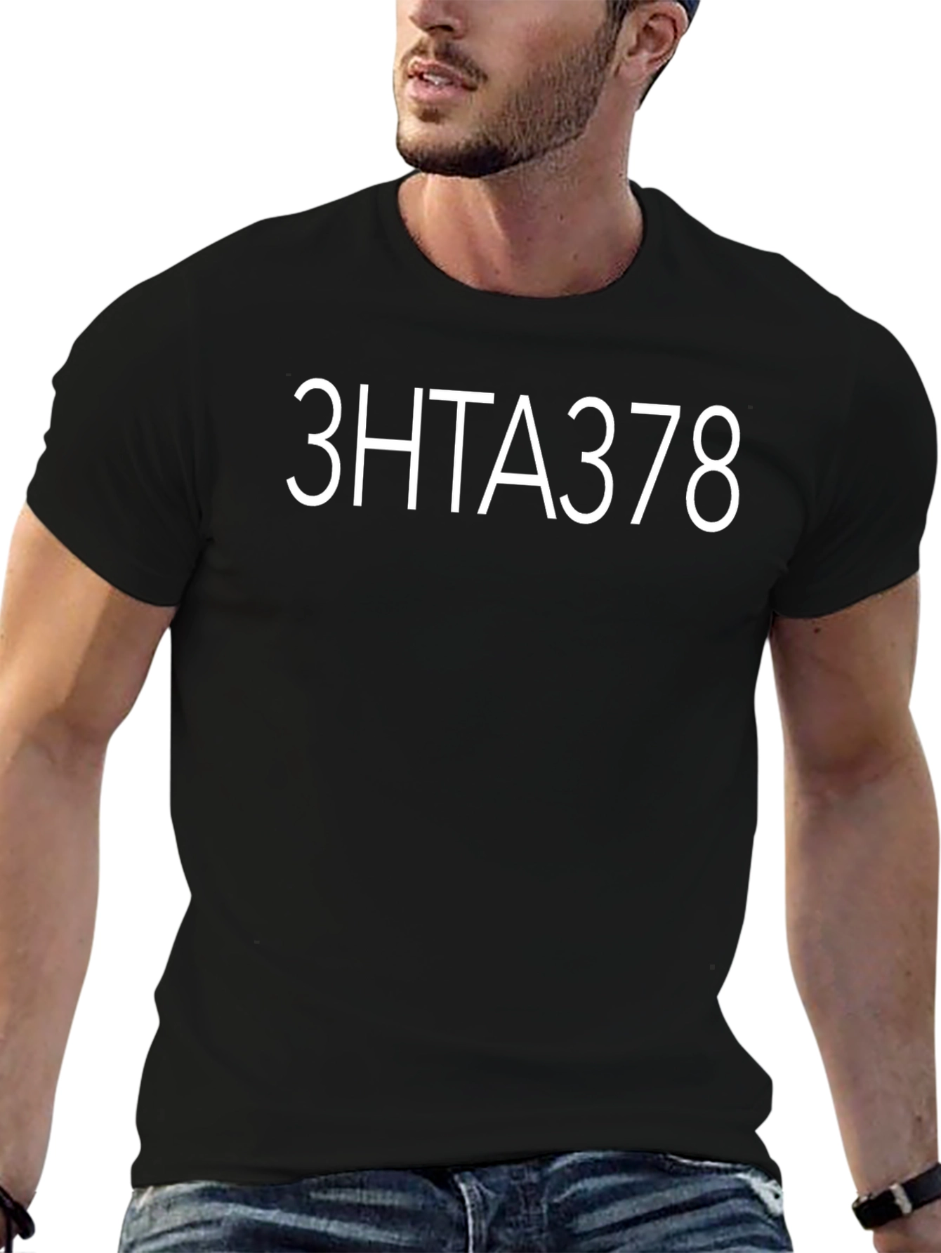 3HTA378 Black Tee - Modern Graphic Design