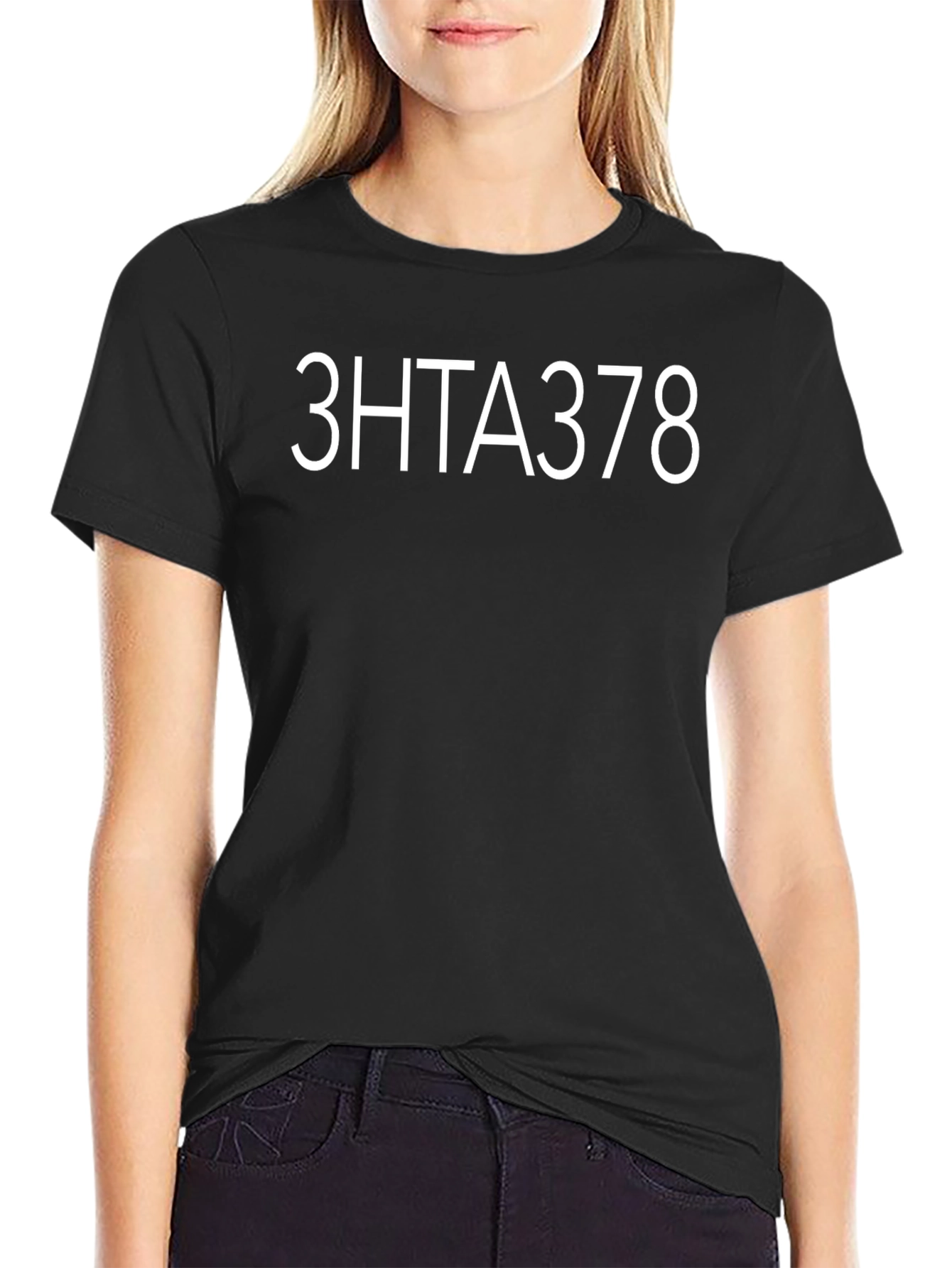 3HTA378 Black Tee - Modern Graphic Design