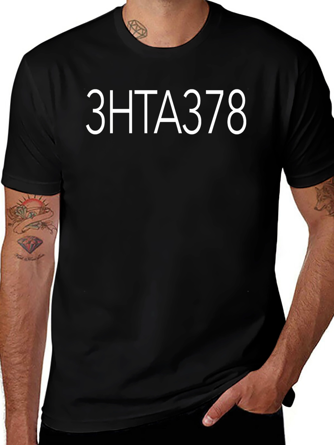 3HTA378 Black Tee - Modern Graphic Design