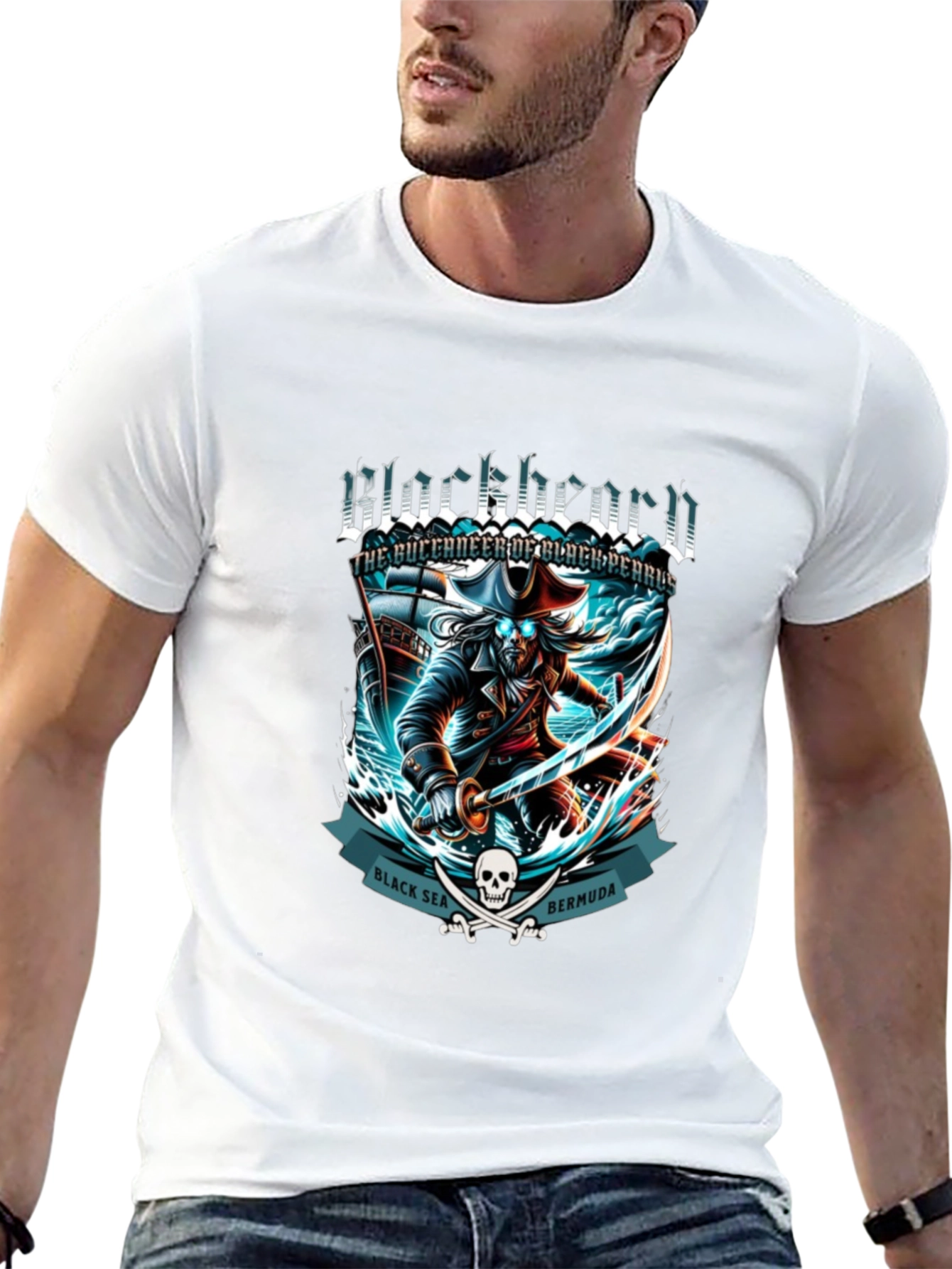 Blackbeard Pirate T-Shirt - Black Sea Bermuda