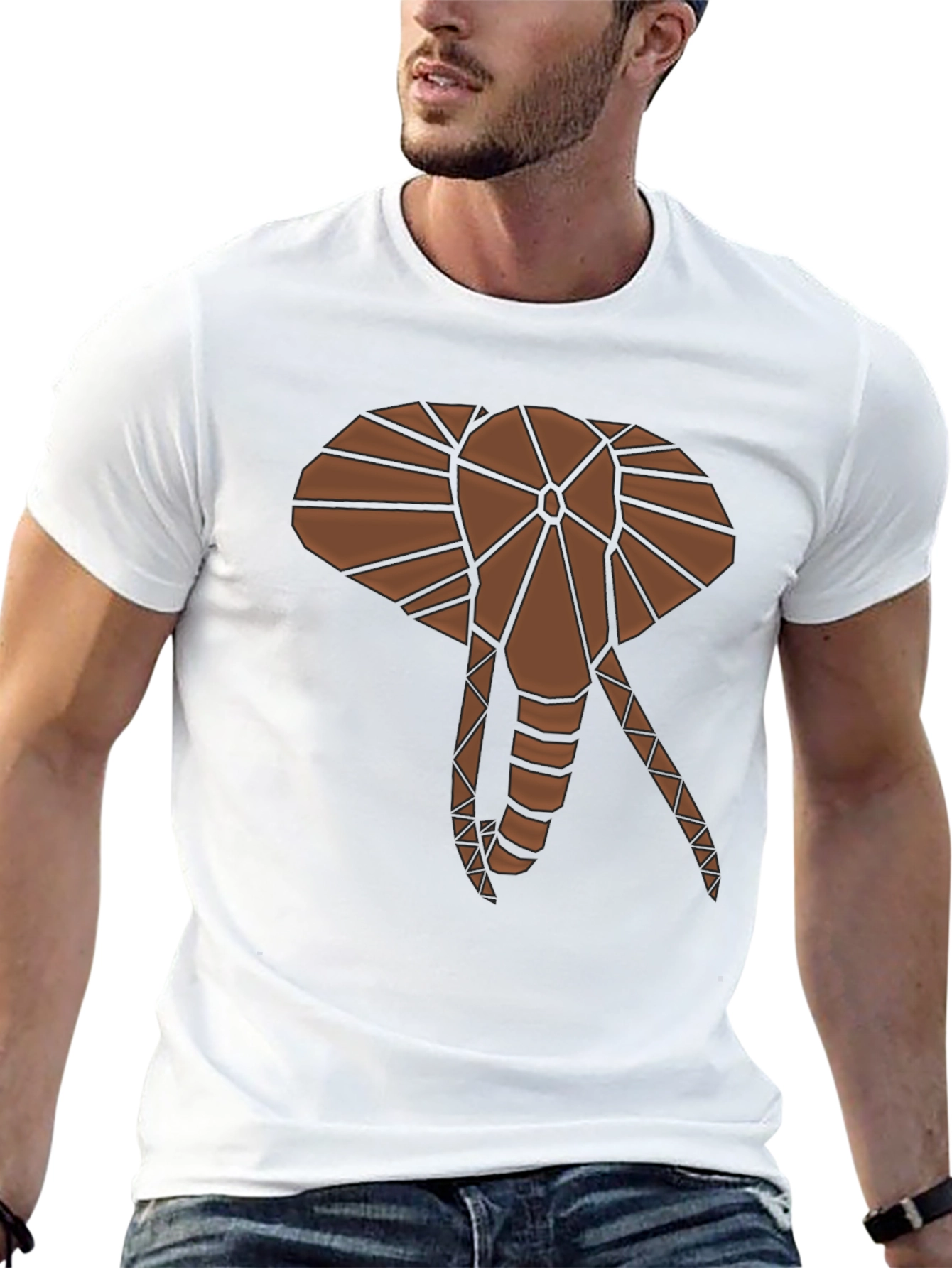 Geometric Elephant Graphic T-Shirt - Stylish Casual Tee