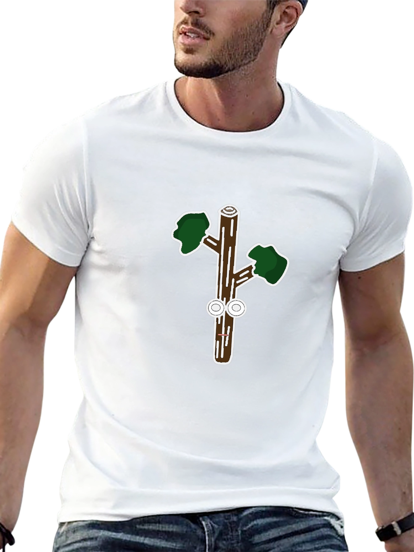 Funny Cartoon Tree Trunk Graphic Tee
