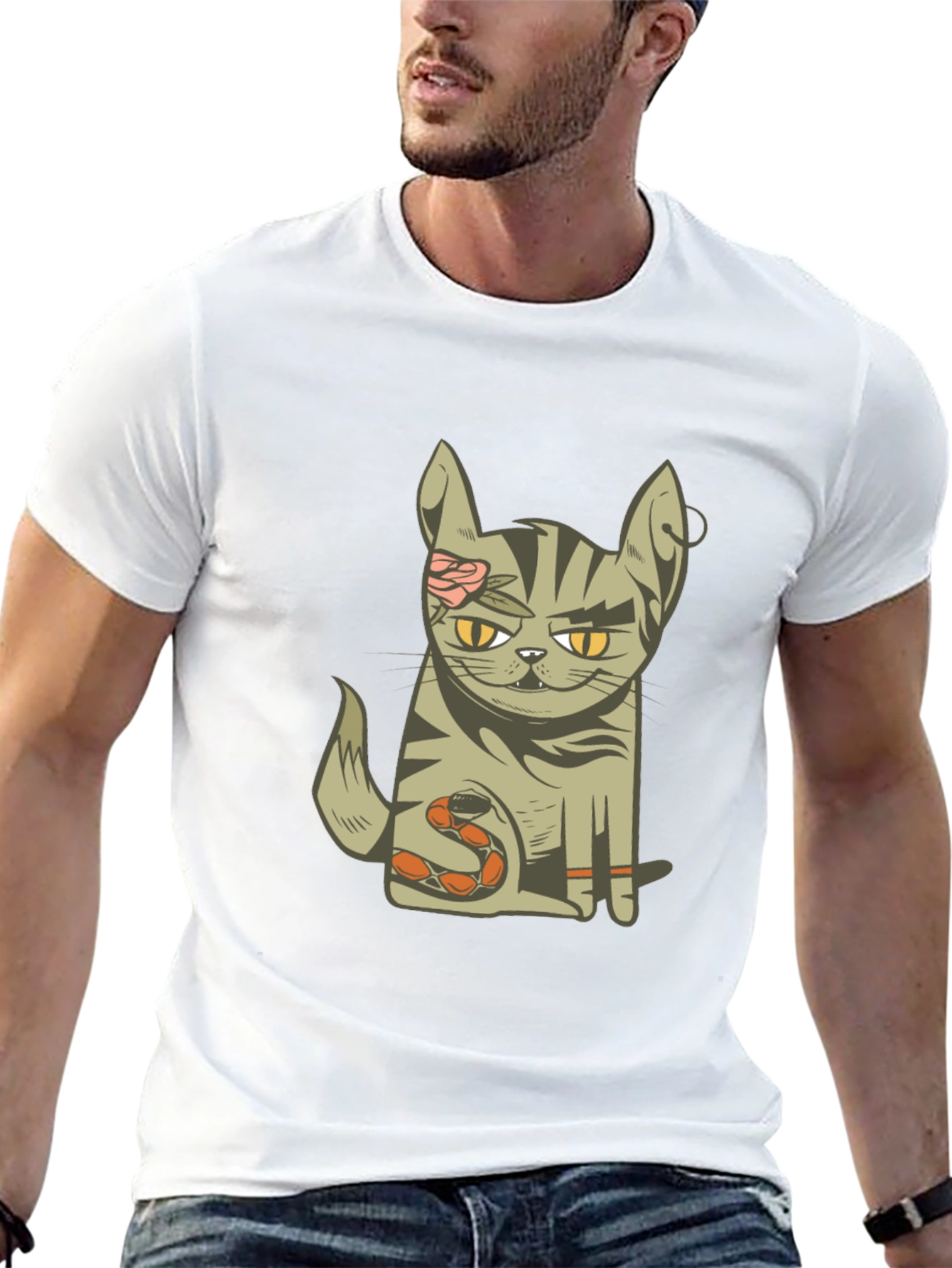 Zombie Cat Graphic T-Shirt - Unique Halloween Style