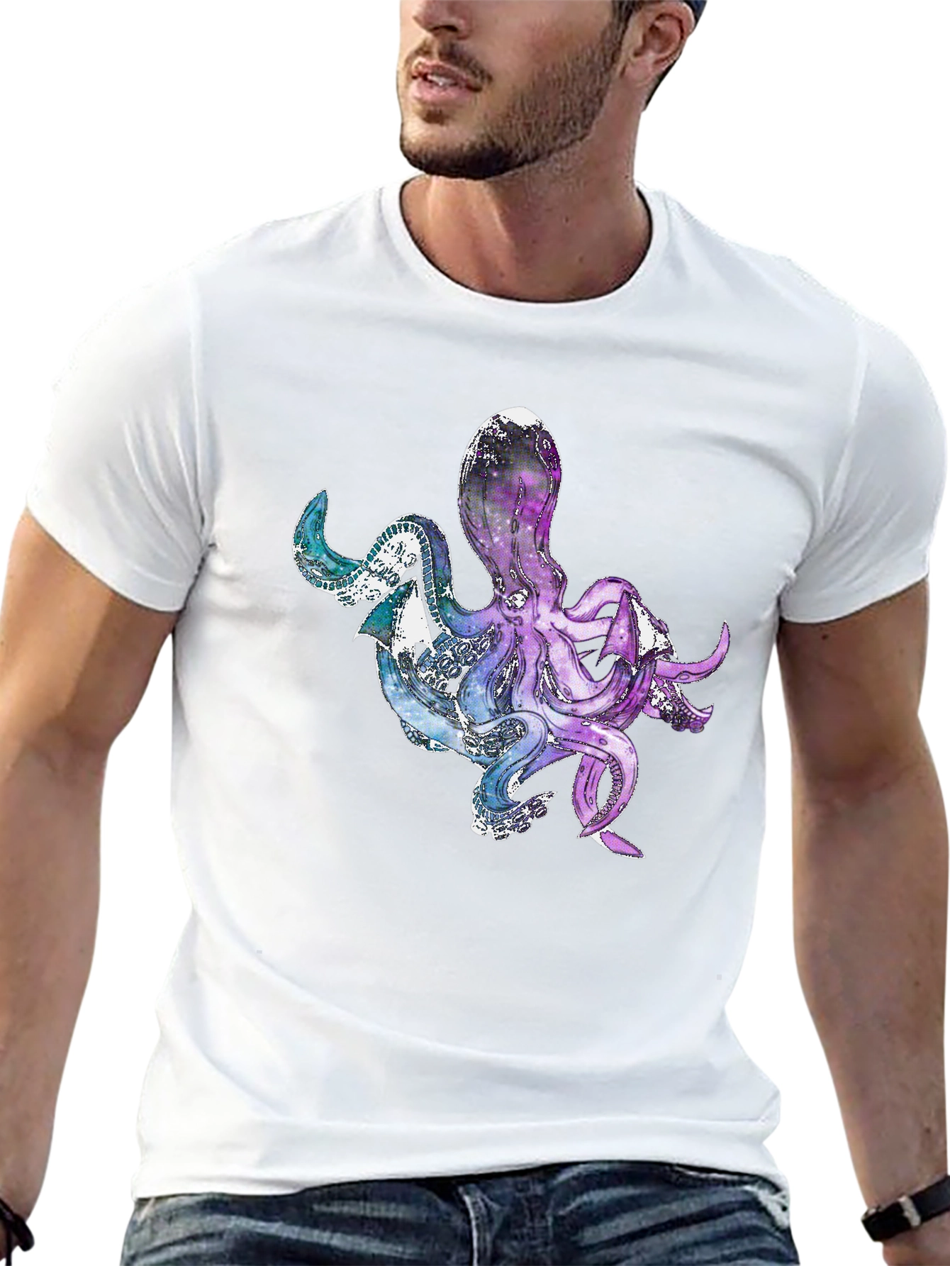 Cosmic Octopus Graphic Tee - Unique Galaxy Design