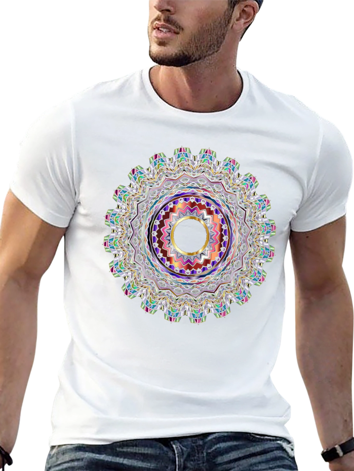 Black Tee with Mandala Graphic