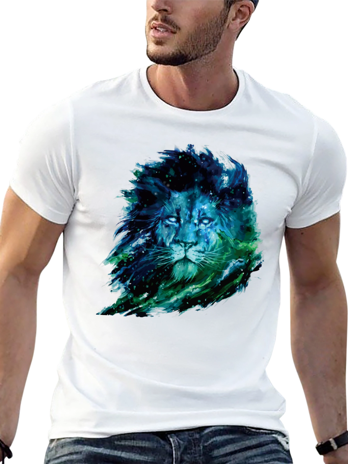 Lion Nebula Graphic Print Black T-Shirt