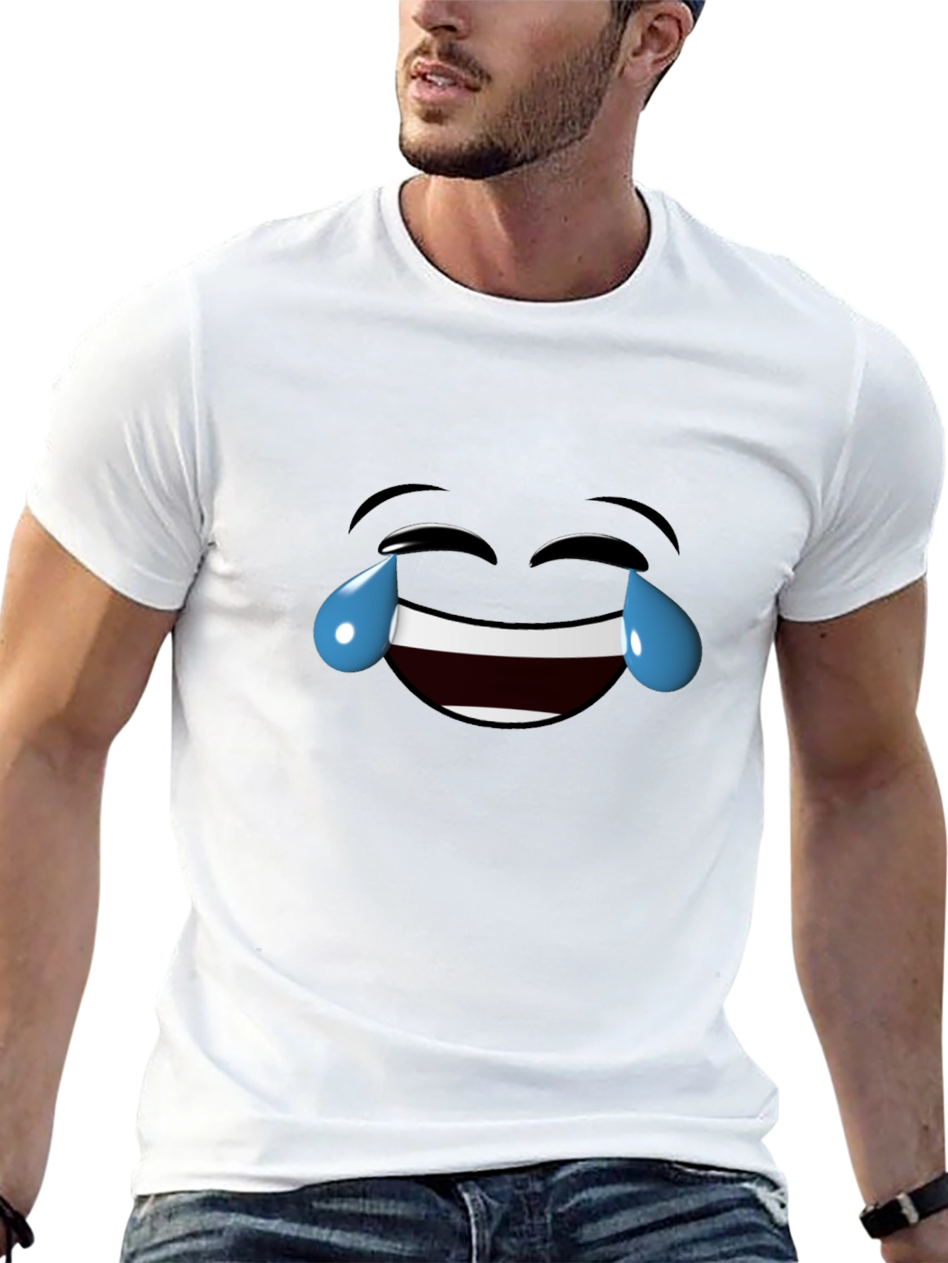 Laughing Emoji Black Cotton T-Shirt