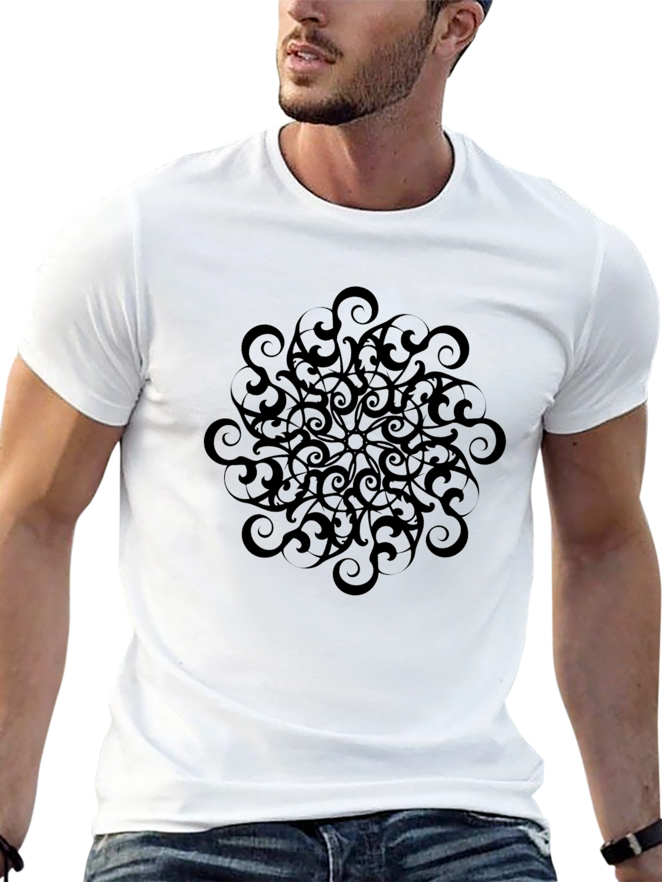 Abstract Mandala Graphic Black T-Shirt