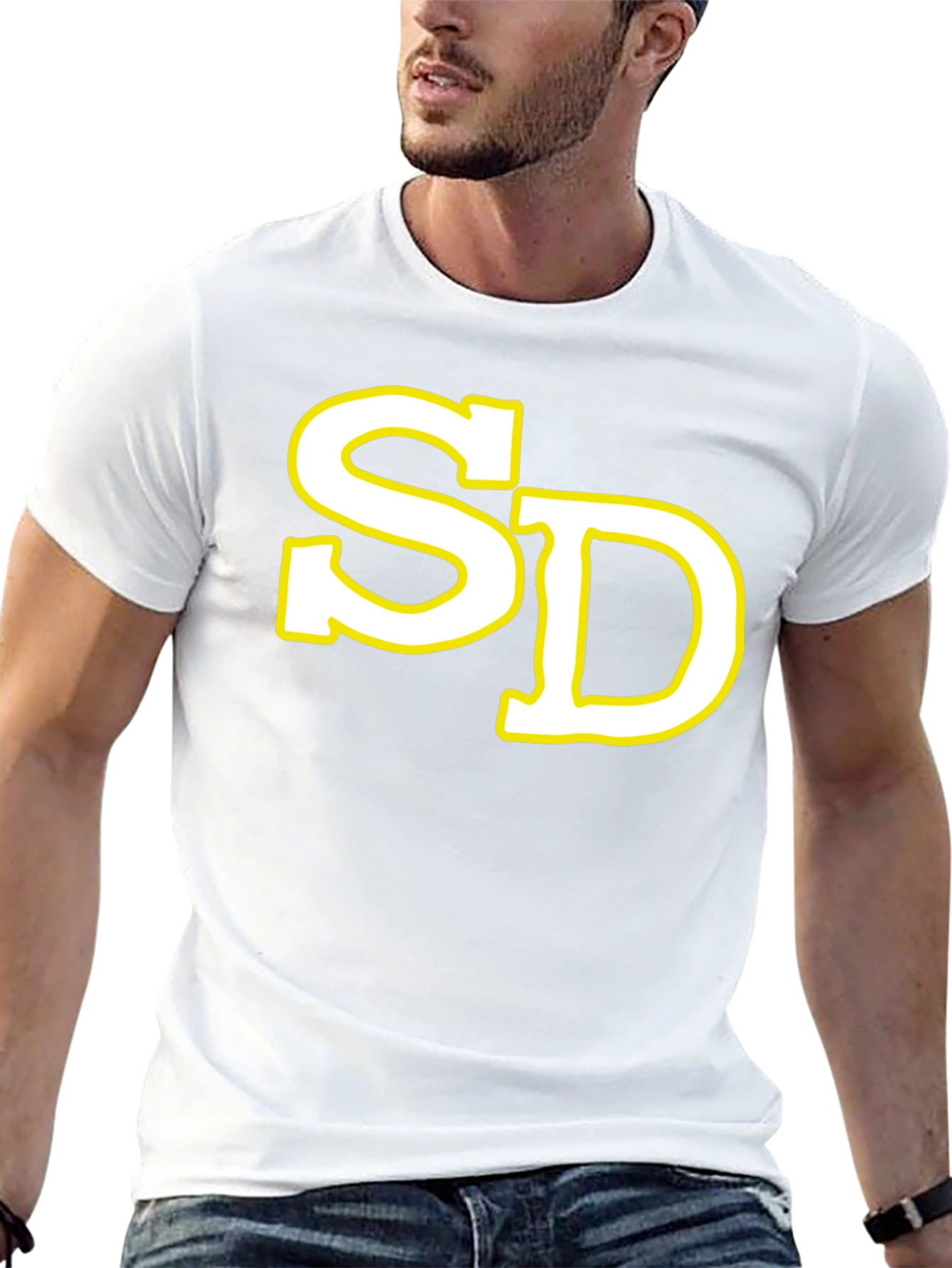SD Initial T-Shirt - Black Cotton Blend Casual Tee