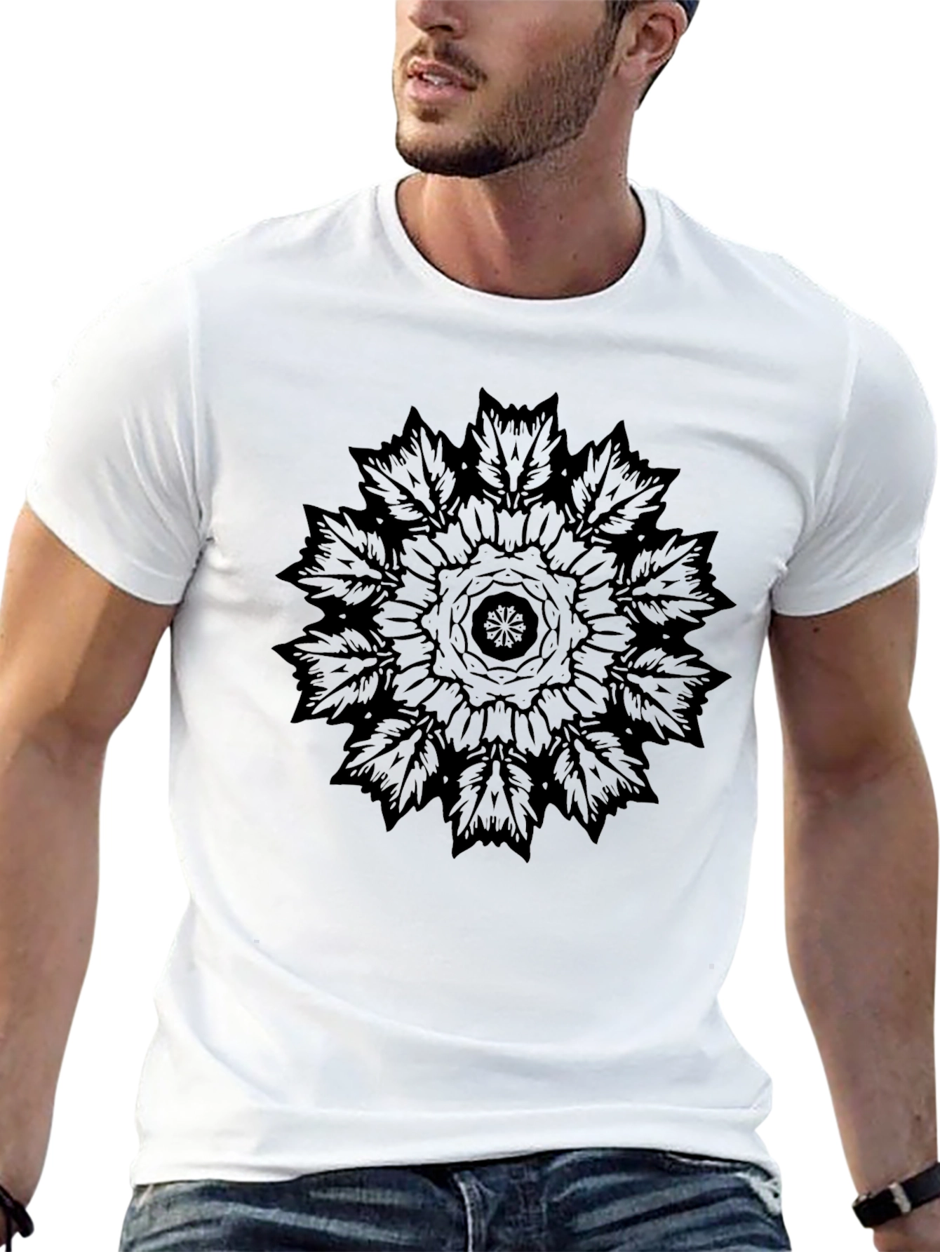 Black Mandala Graphic Tee - Casual Comfort