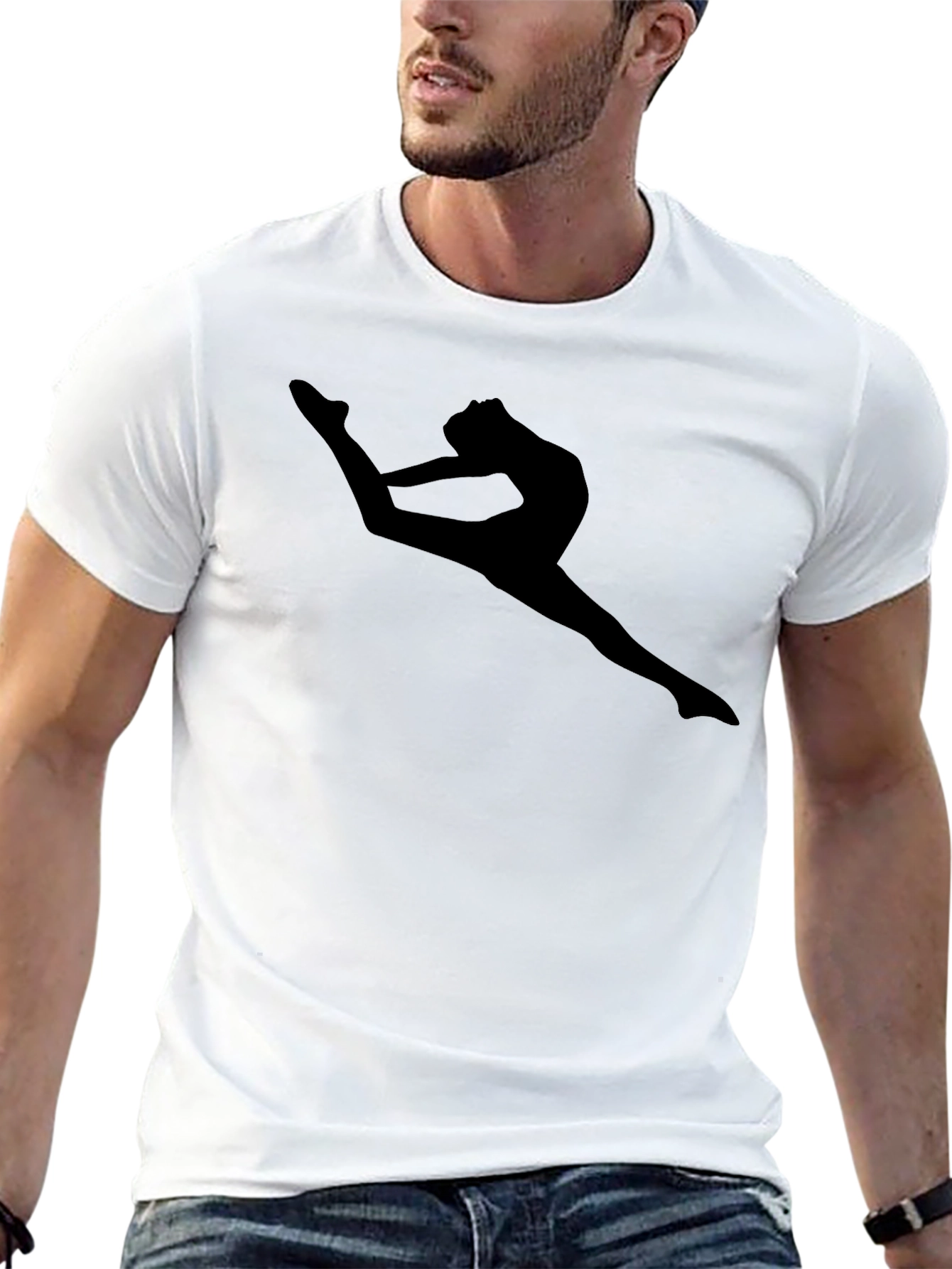 Gymnast Silhouette Black Graphic T-Shirt